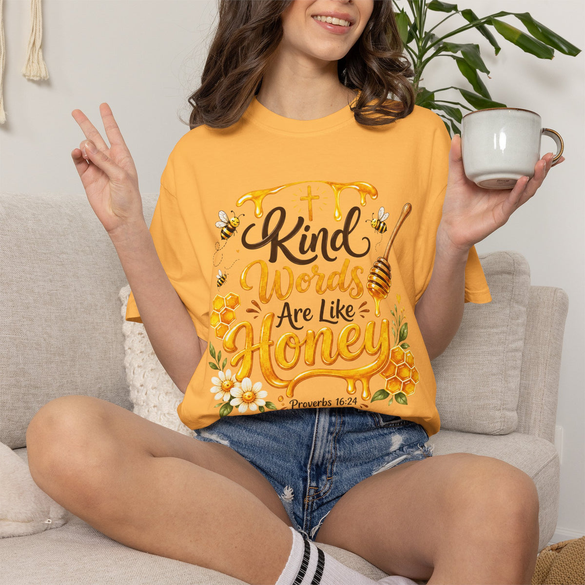 "Kind Words Are Like Honey" Floral Christian Graphic Tee