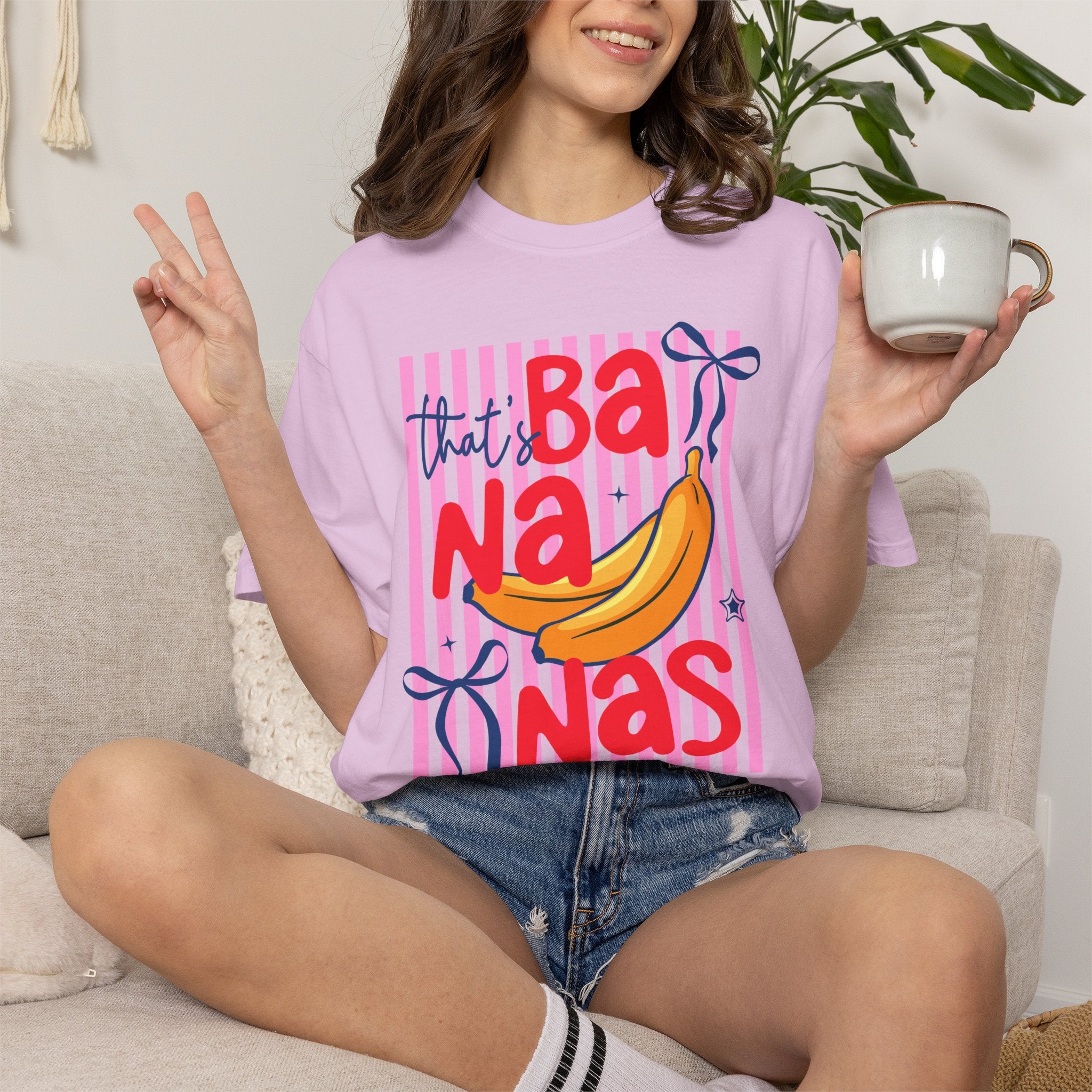 "That’s Bananas" Retro Pink Stripe Tee