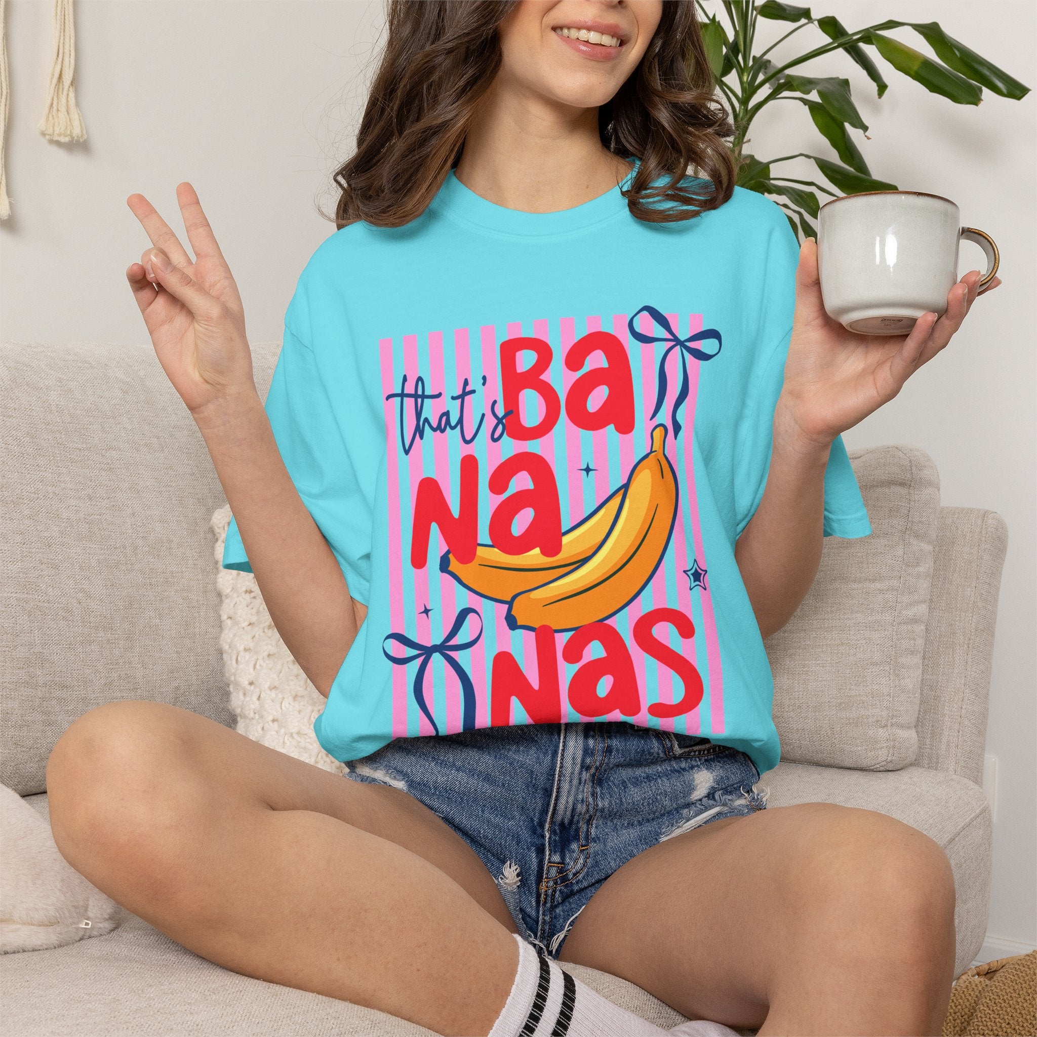 "That’s Bananas" Retro Pink Stripe Tee