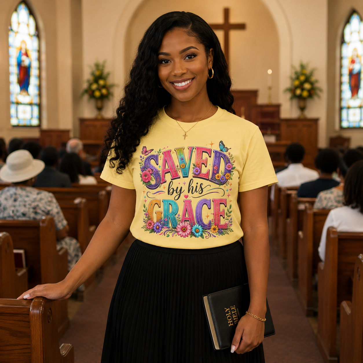 Saved by His Grace – Comfort Colors® Christian Graphic Tee