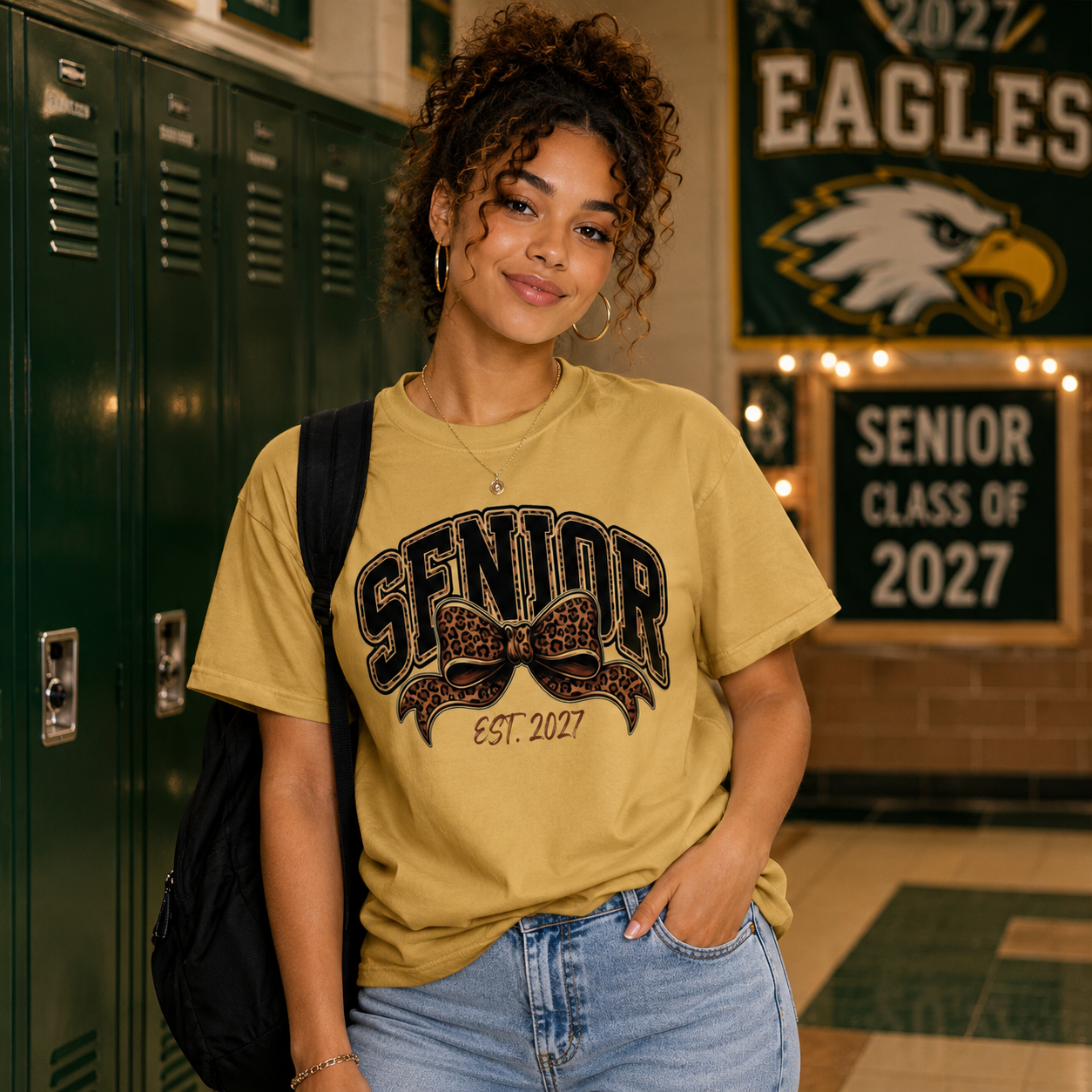 Senior 2027 Comfort Colors® T-Shirt – Leopard Bow Graphic