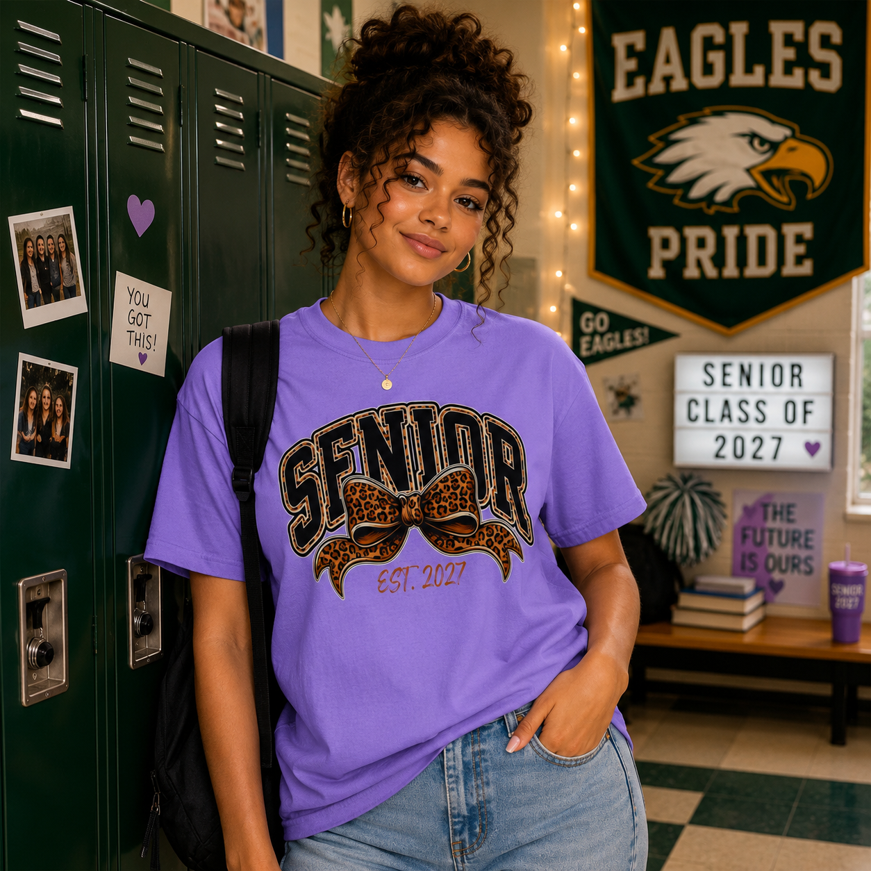 Senior 2027 Comfort Colors® T-Shirt – Leopard Bow Graphic