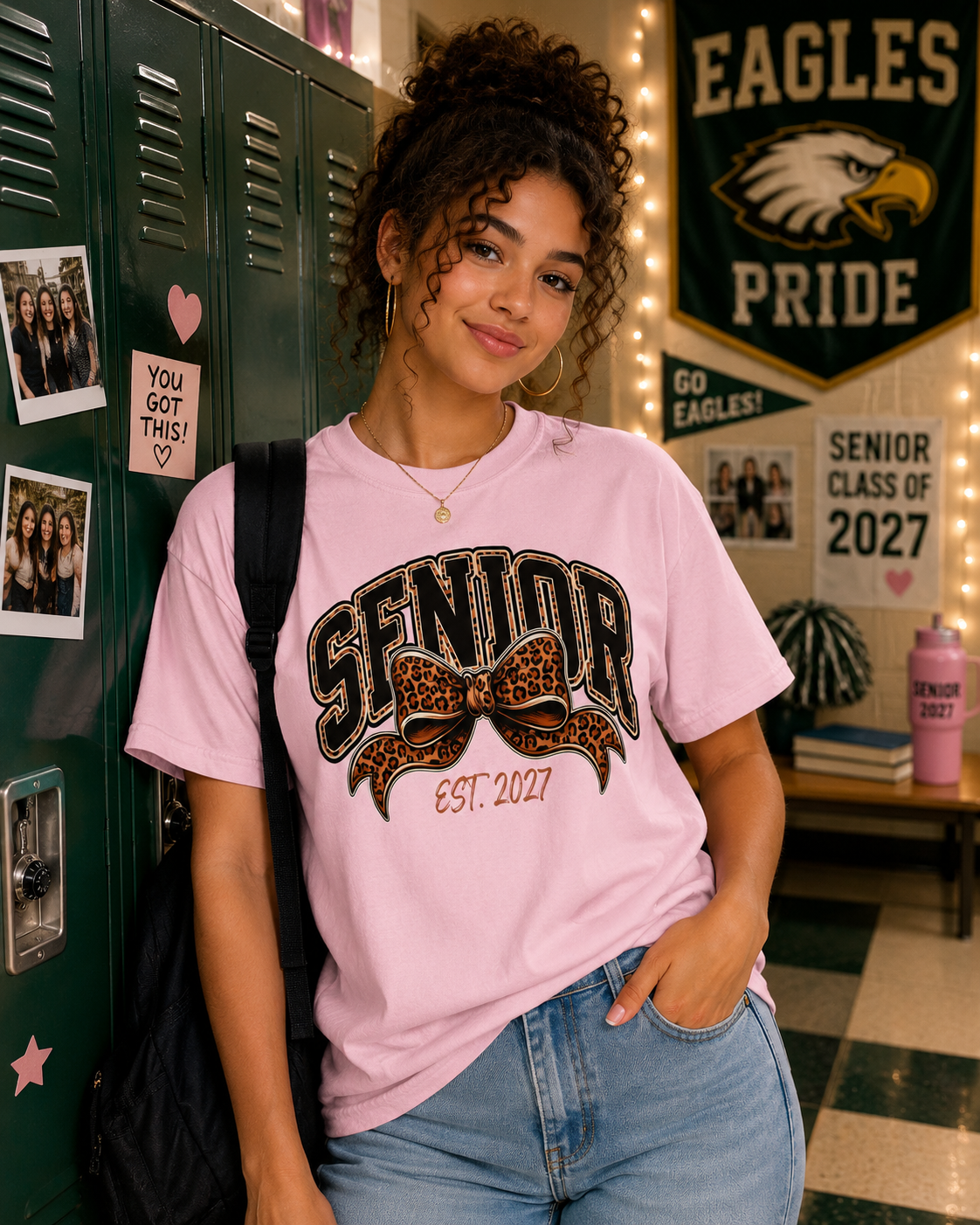 Senior 2027 Comfort Colors® T-Shirt – Leopard Bow Graphic