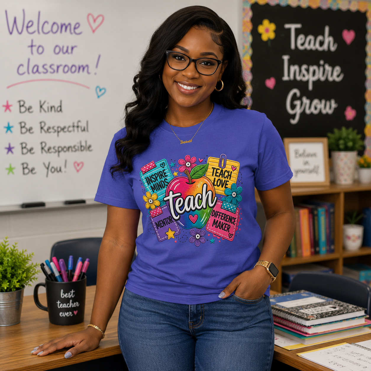 Teach – Inspire Minds Teacher Graphic Tee | Comfort Colors® Shirt