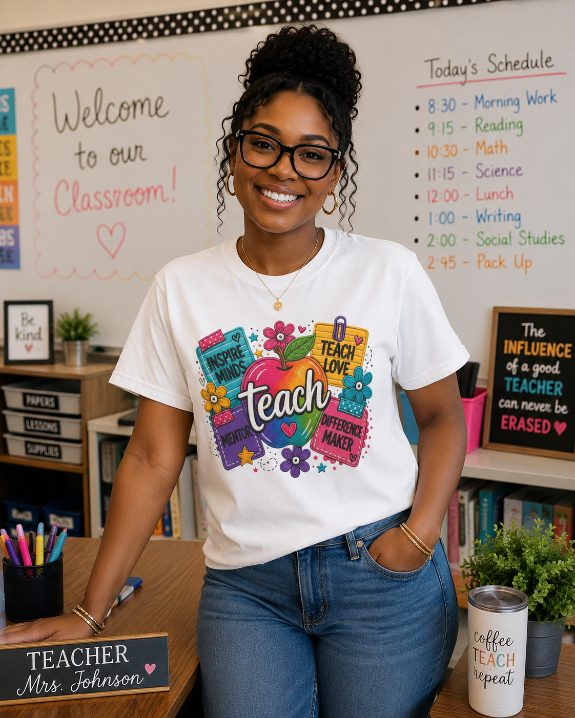 Teach – Inspire Minds Teacher Graphic Tee | Comfort Colors® Shirt