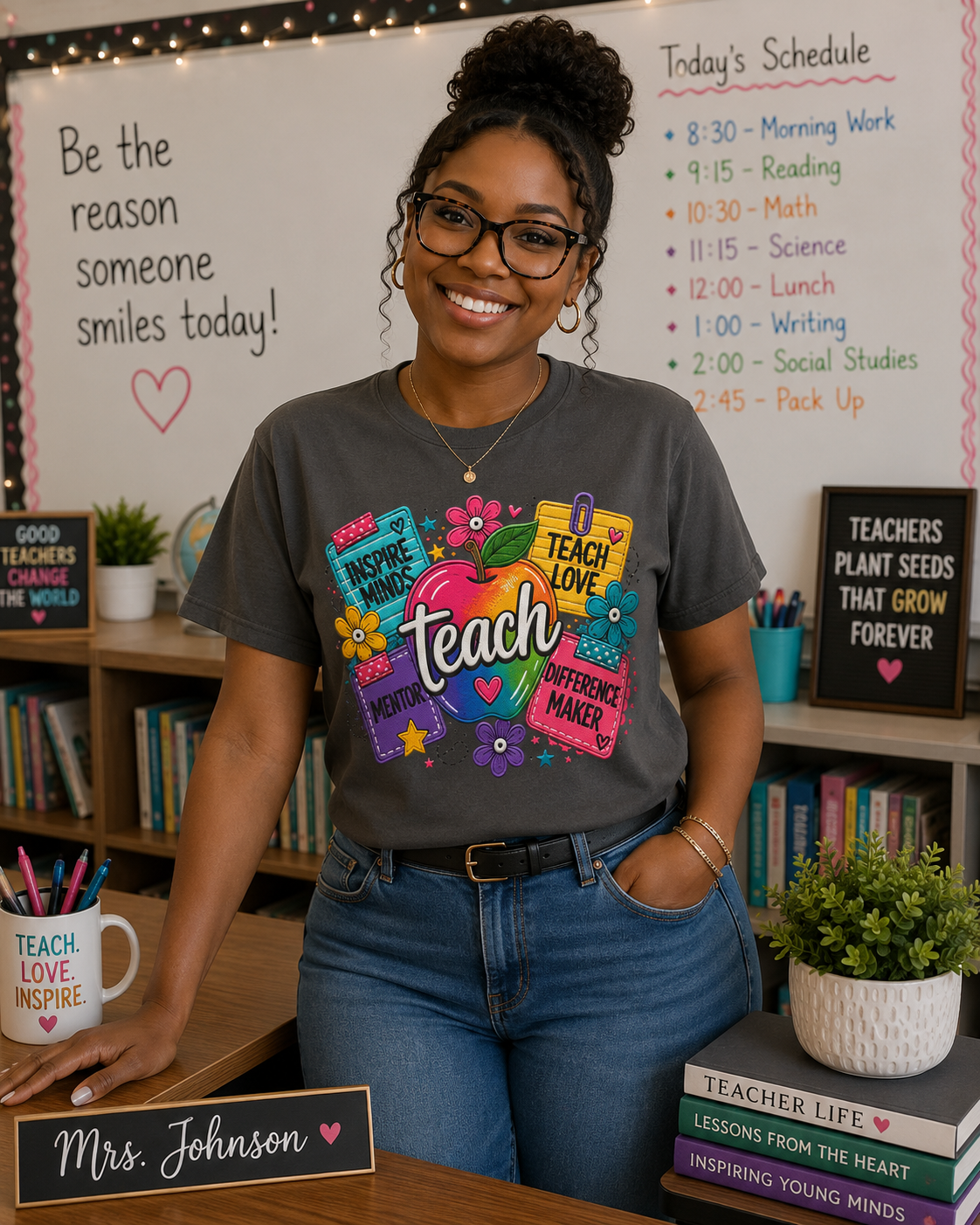Teach – Inspire Minds Teacher Graphic Tee | Comfort Colors® Shirt