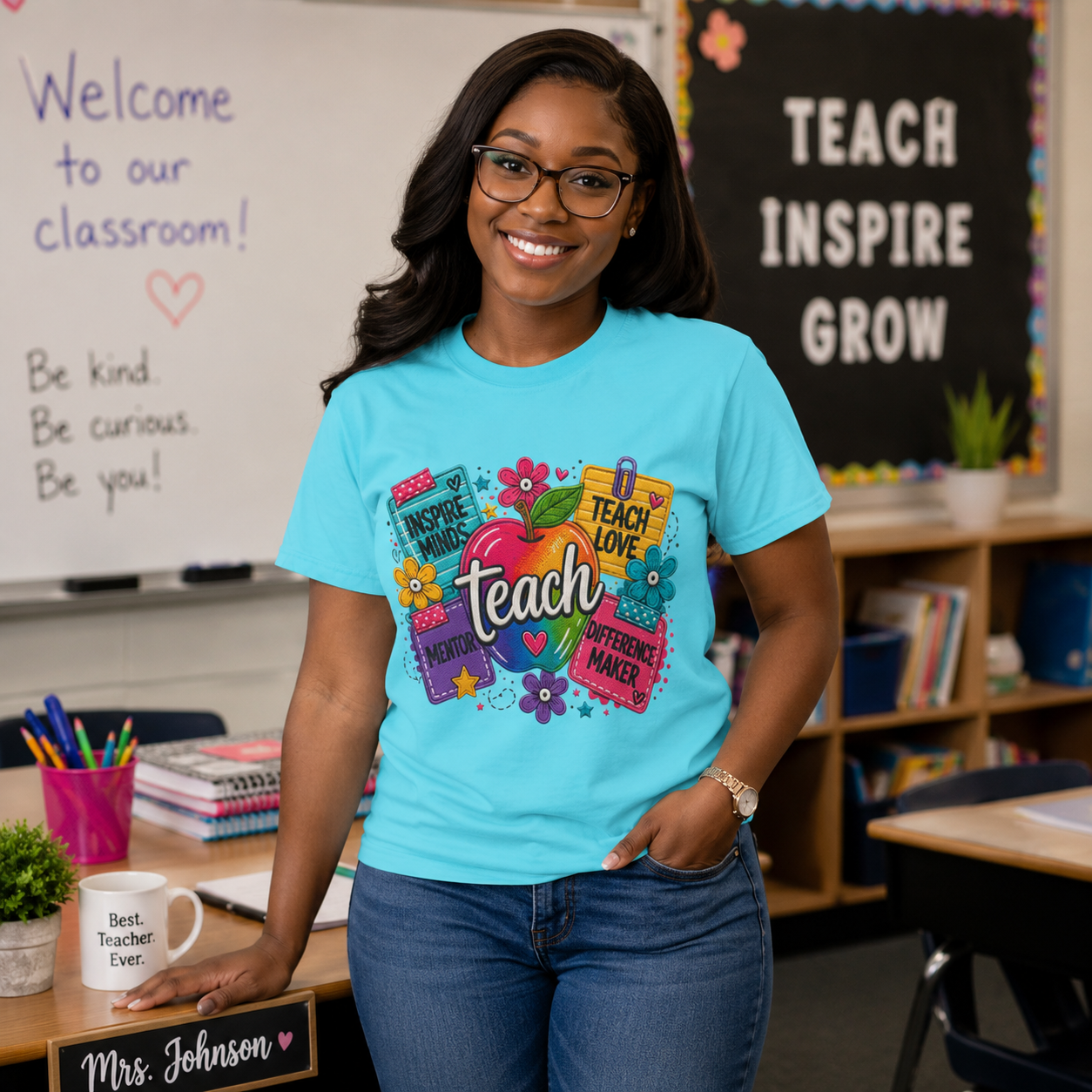 Teach – Inspire Minds Teacher Graphic Tee | Comfort Colors® Shirt