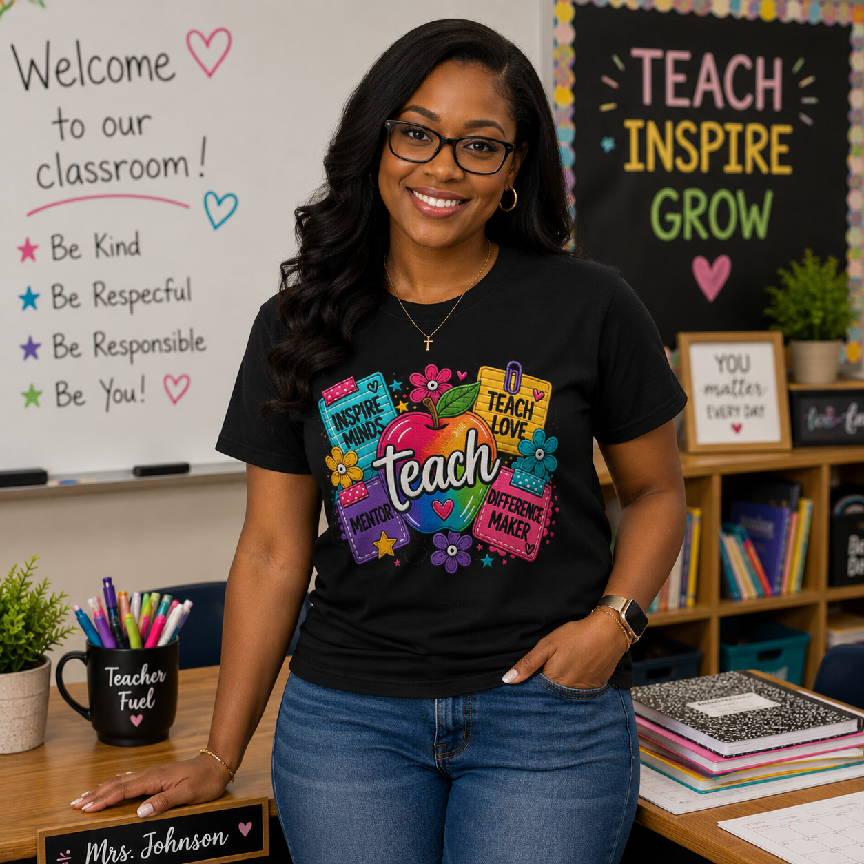 Teach – Inspire Minds Teacher Graphic Tee | Comfort Colors® Shirt