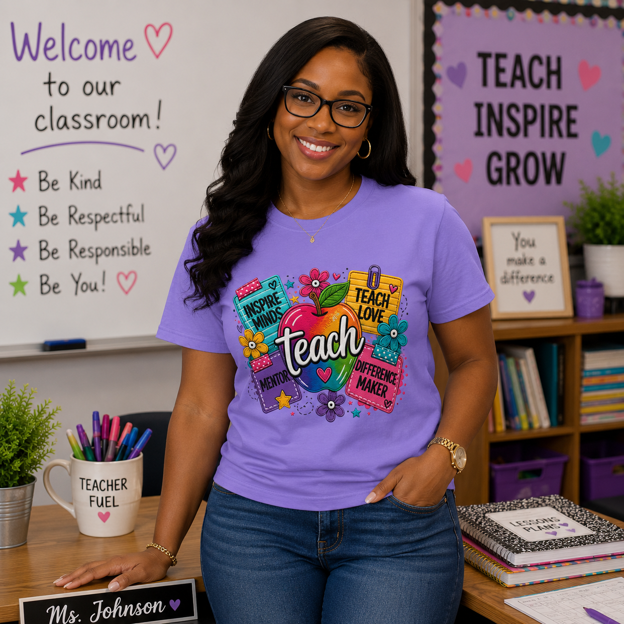 Teach – Inspire Minds Teacher Graphic Tee | Comfort Colors® Shirt