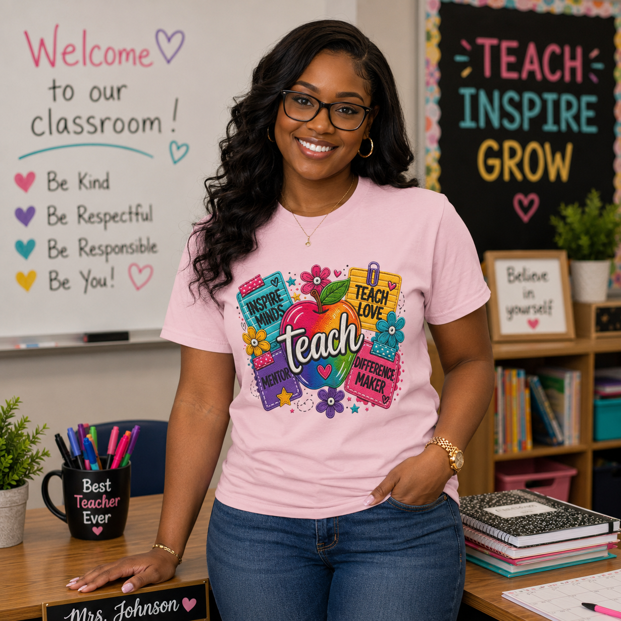 Teach – Inspire Minds Teacher Graphic Tee | Comfort Colors® Shirt
