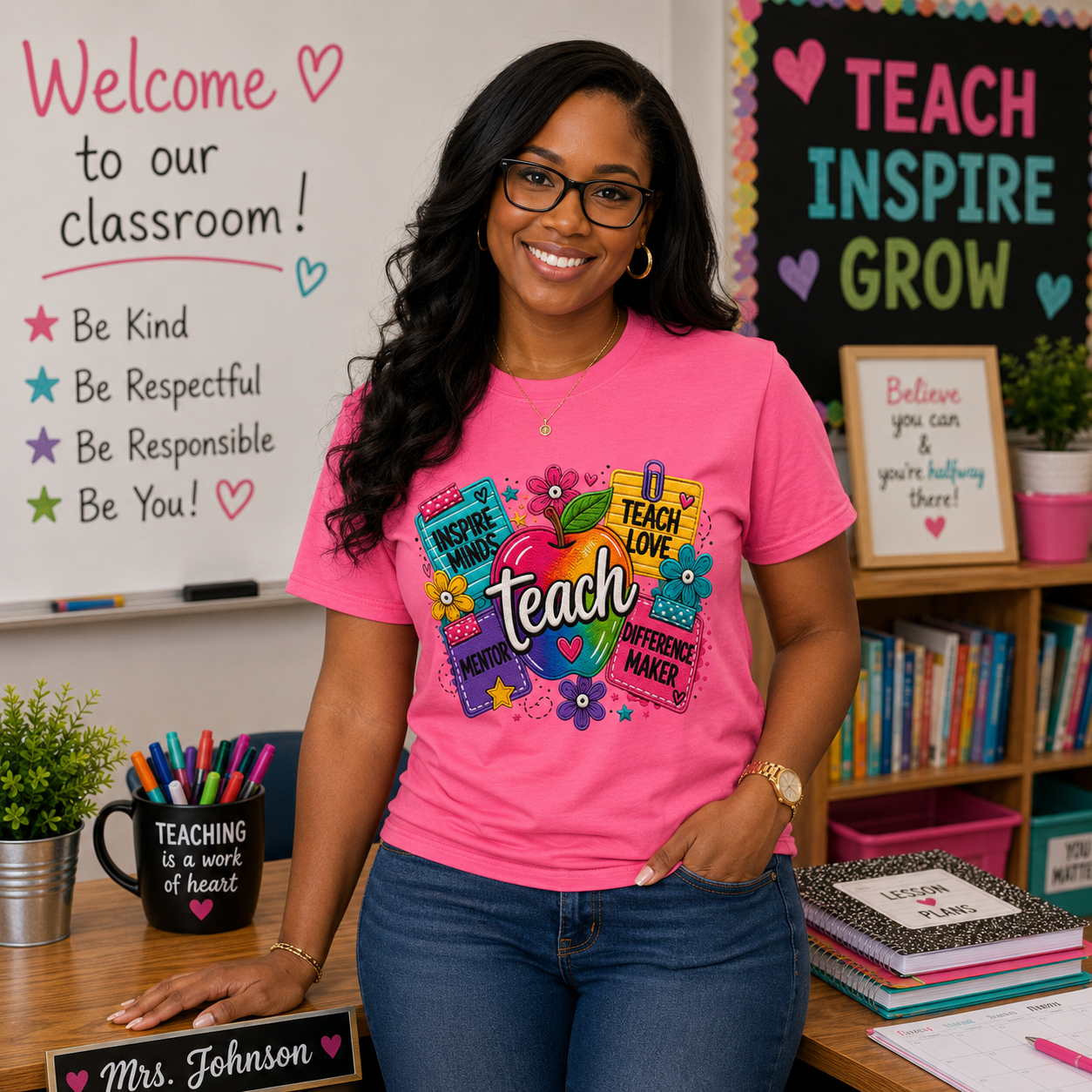 Teach – Inspire Minds Teacher Graphic Tee | Comfort Colors® Shirt