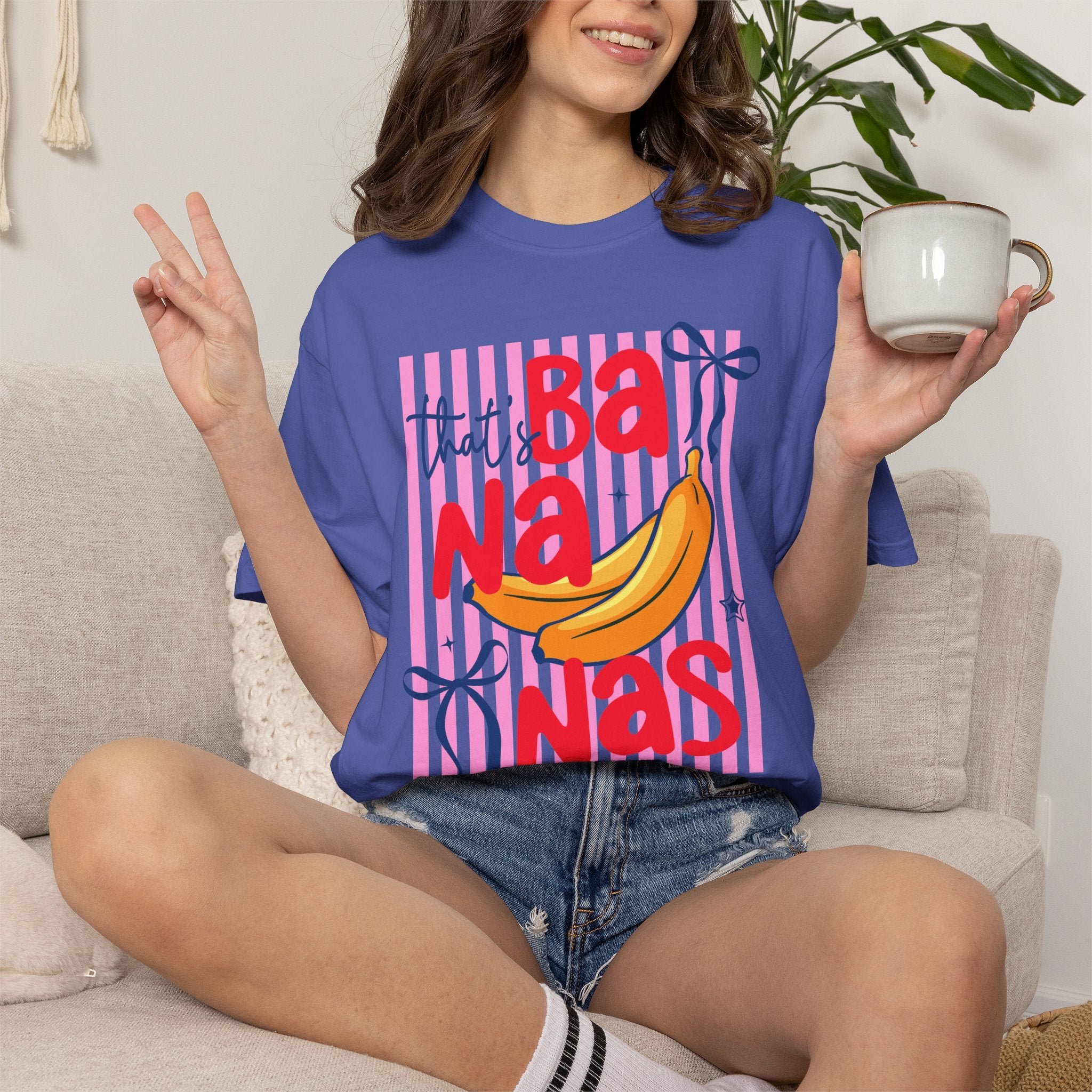 "That’s Bananas" Retro Pink Stripe Tee