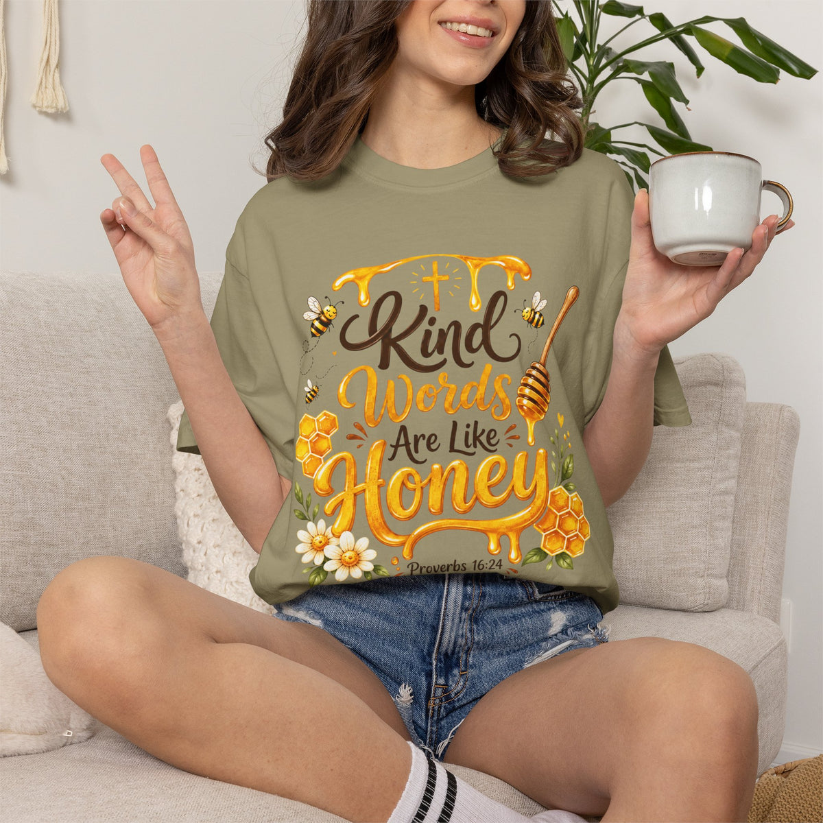 "Kind Words Are Like Honey" Floral Christian Graphic Tee