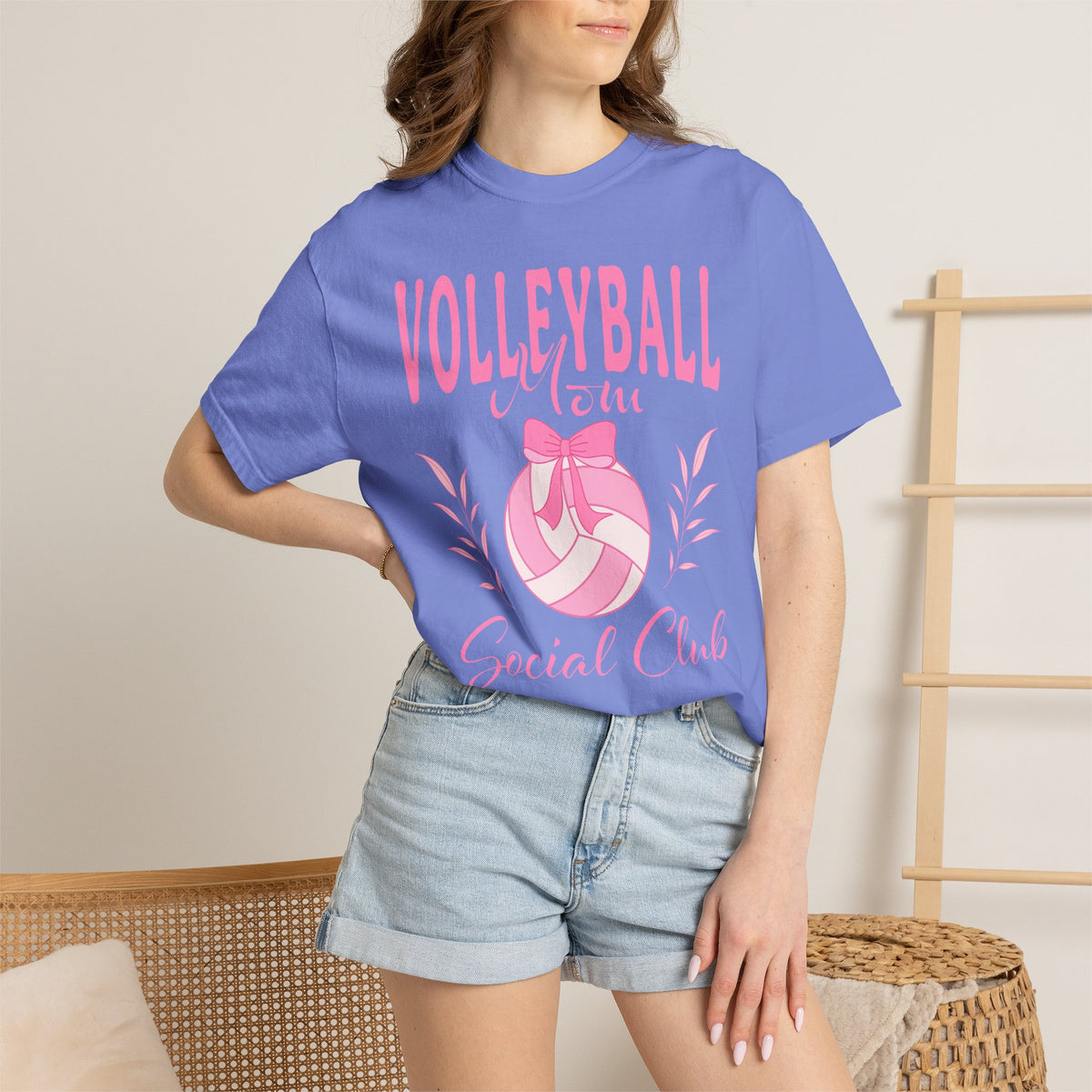 Volleyball Social Club T-Shirt — Pink Retro Volleyball Graphic Tee