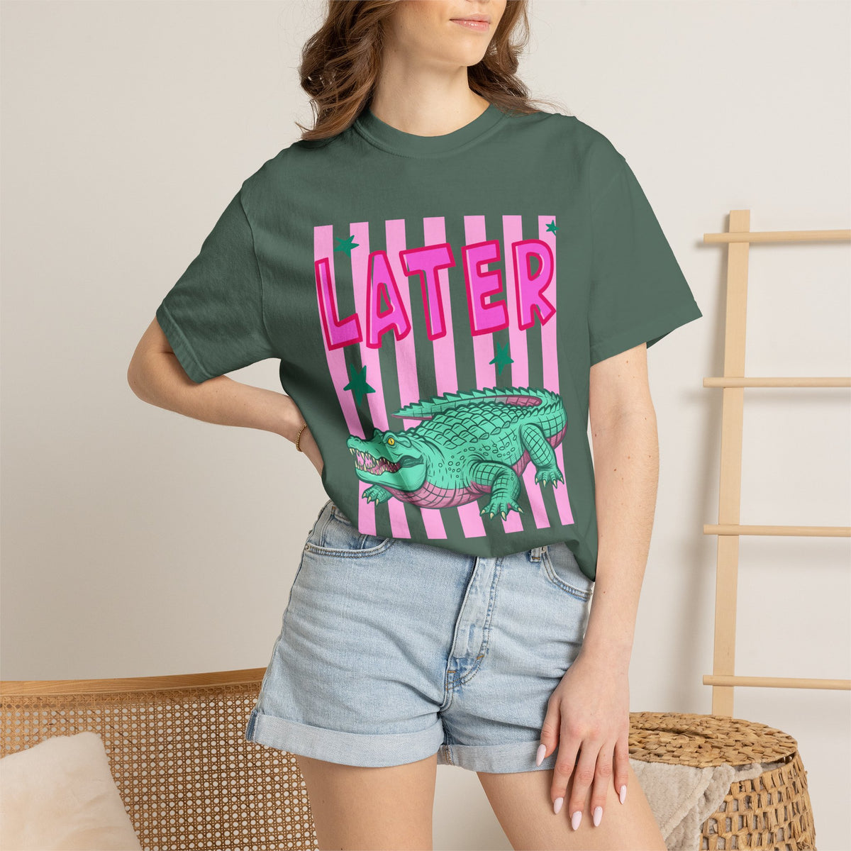 Front and Back Later/Afterwhile Alligator Graphic T-Shirt