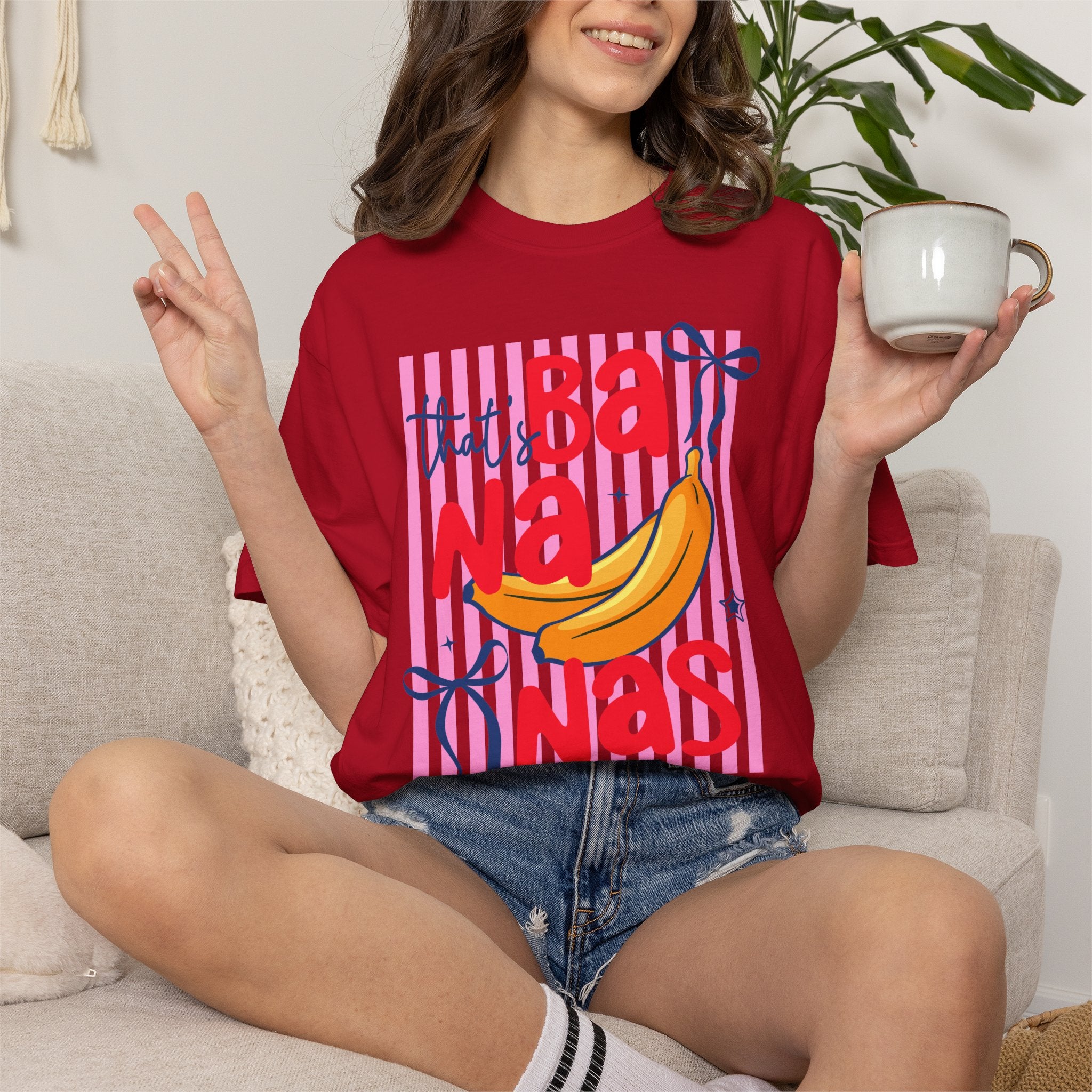 "That’s Bananas" Retro Pink Stripe Tee