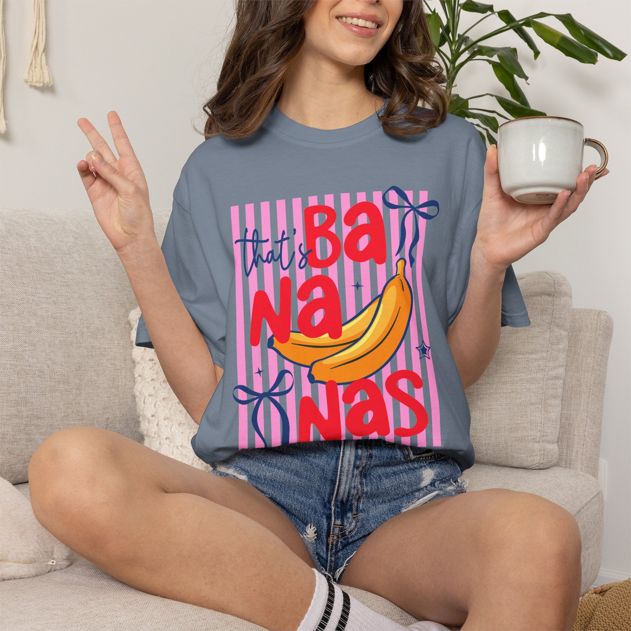 "That’s Bananas" Retro Pink Stripe Tee
