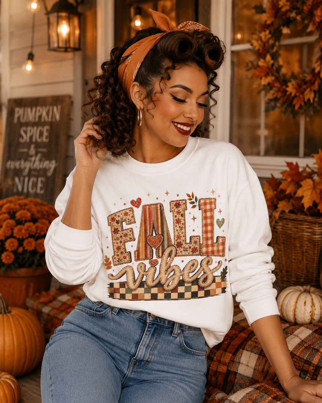 Fall Vibes Gildan Crewneck Sweatshirt