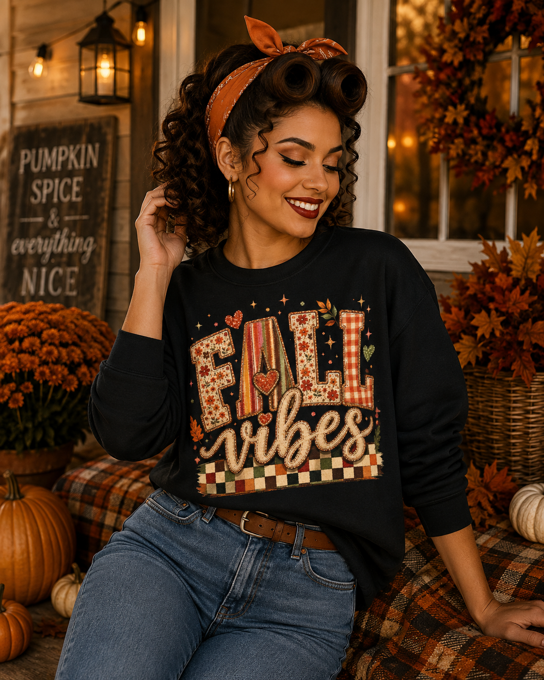 Fall Vibes Gildan Crewneck Sweatshirt