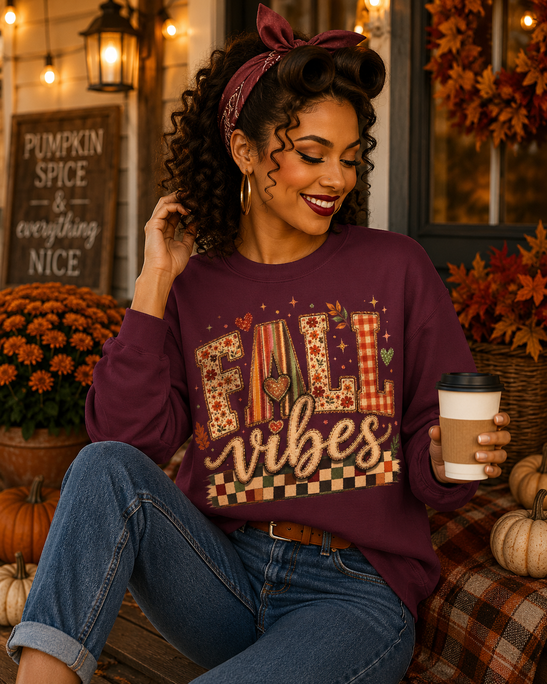 Fall Vibes Gildan Crewneck Sweatshirt