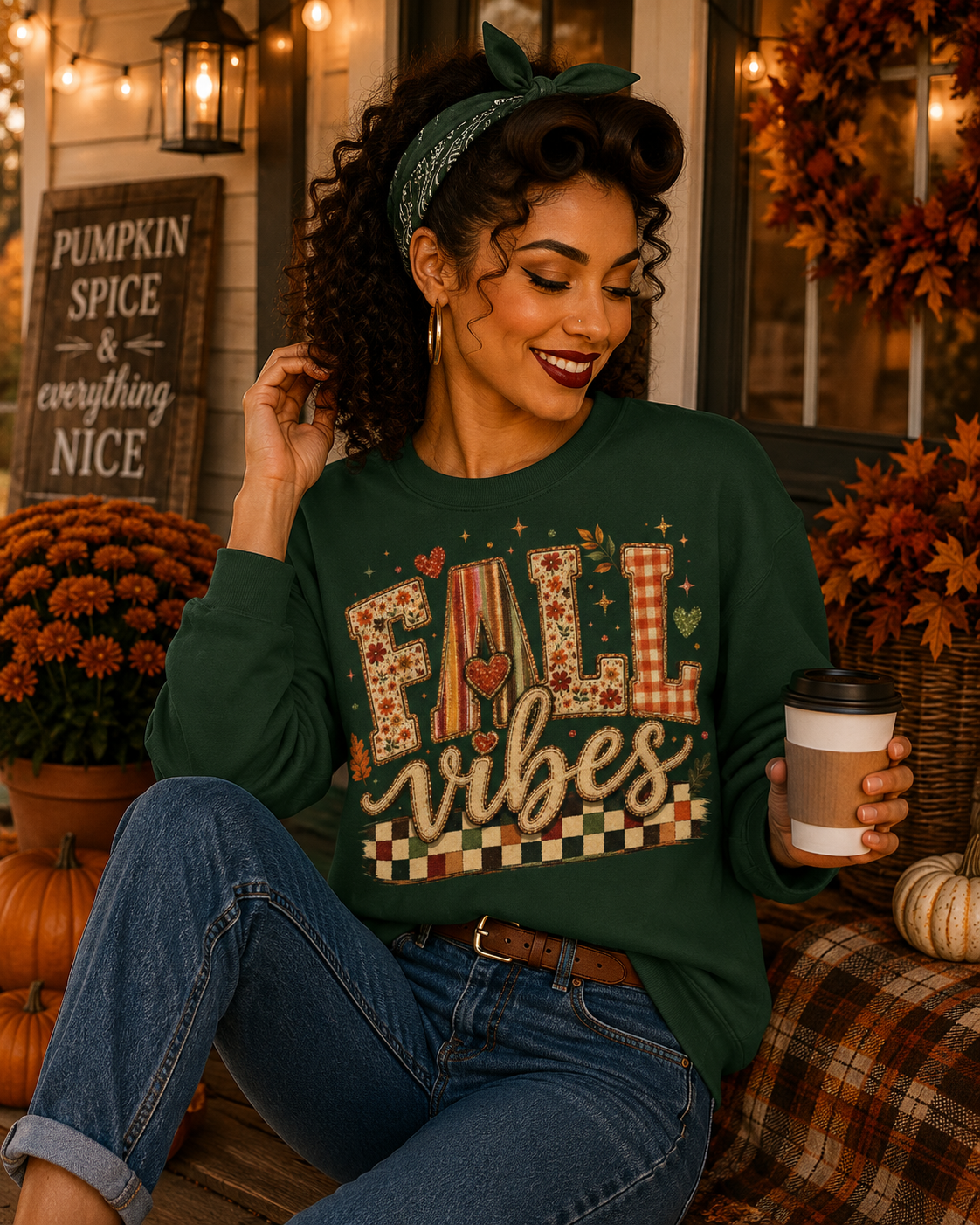 Fall Vibes Gildan Crewneck Sweatshirt