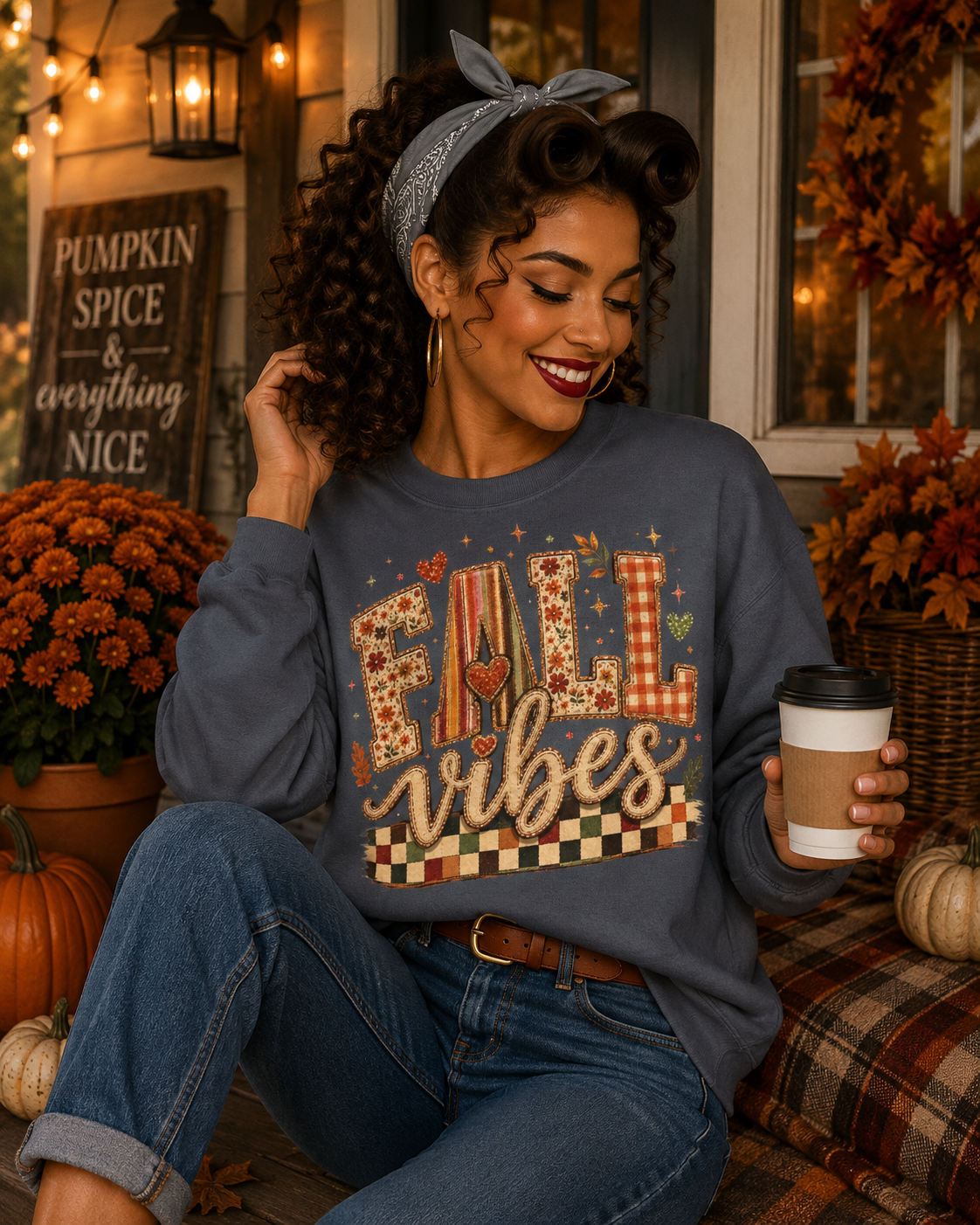 Fall Vibes Gildan Crewneck Sweatshirt