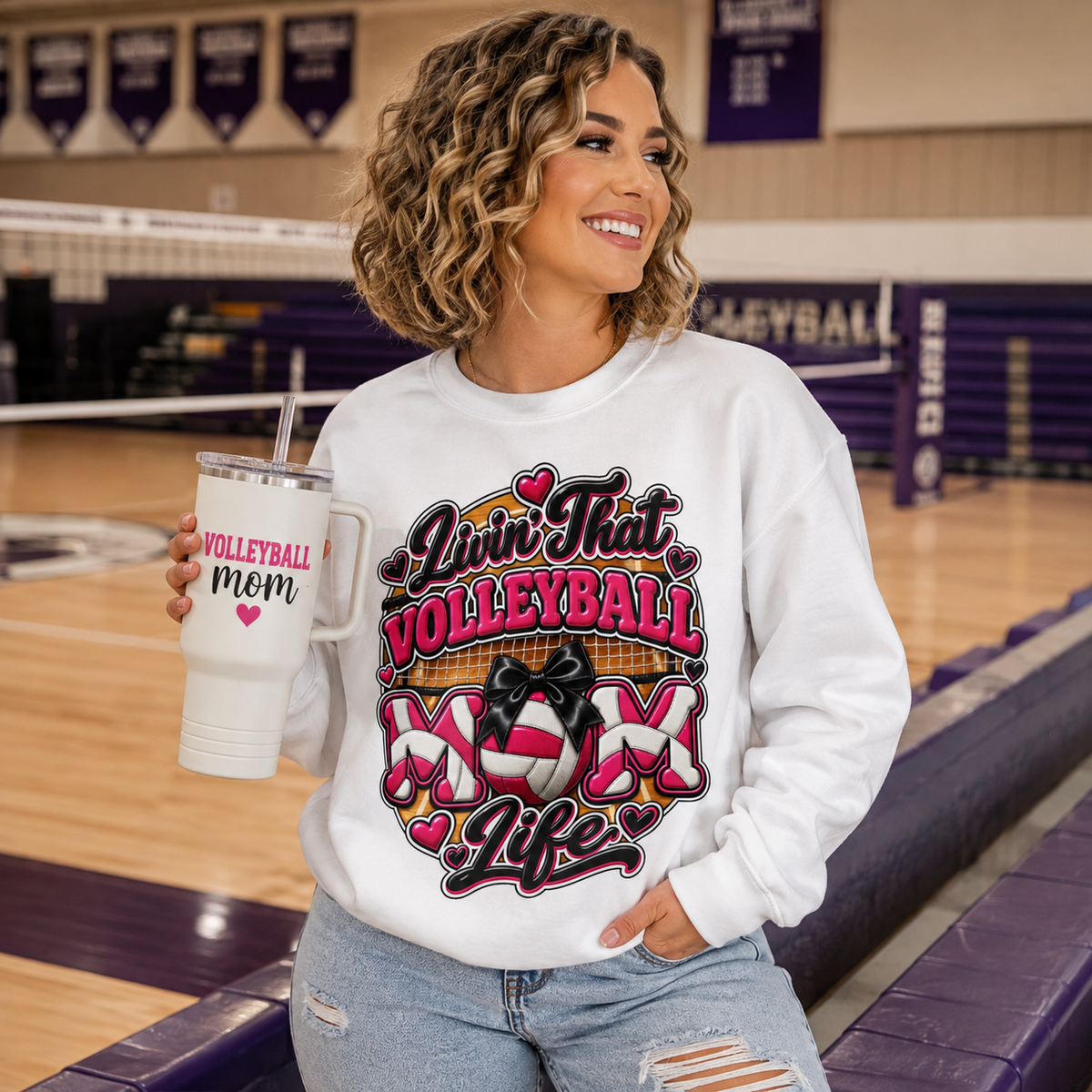 🏐 Livin’ That Volleyball Mom Life Gildan Sweatshirt 💕