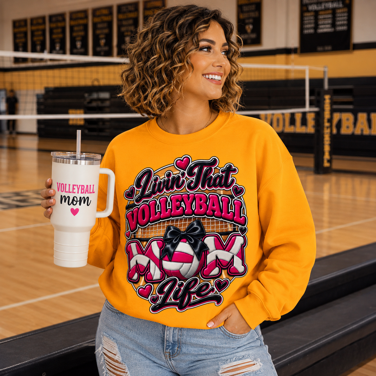 🏐 Livin’ That Volleyball Mom Life Gildan Sweatshirt 💕