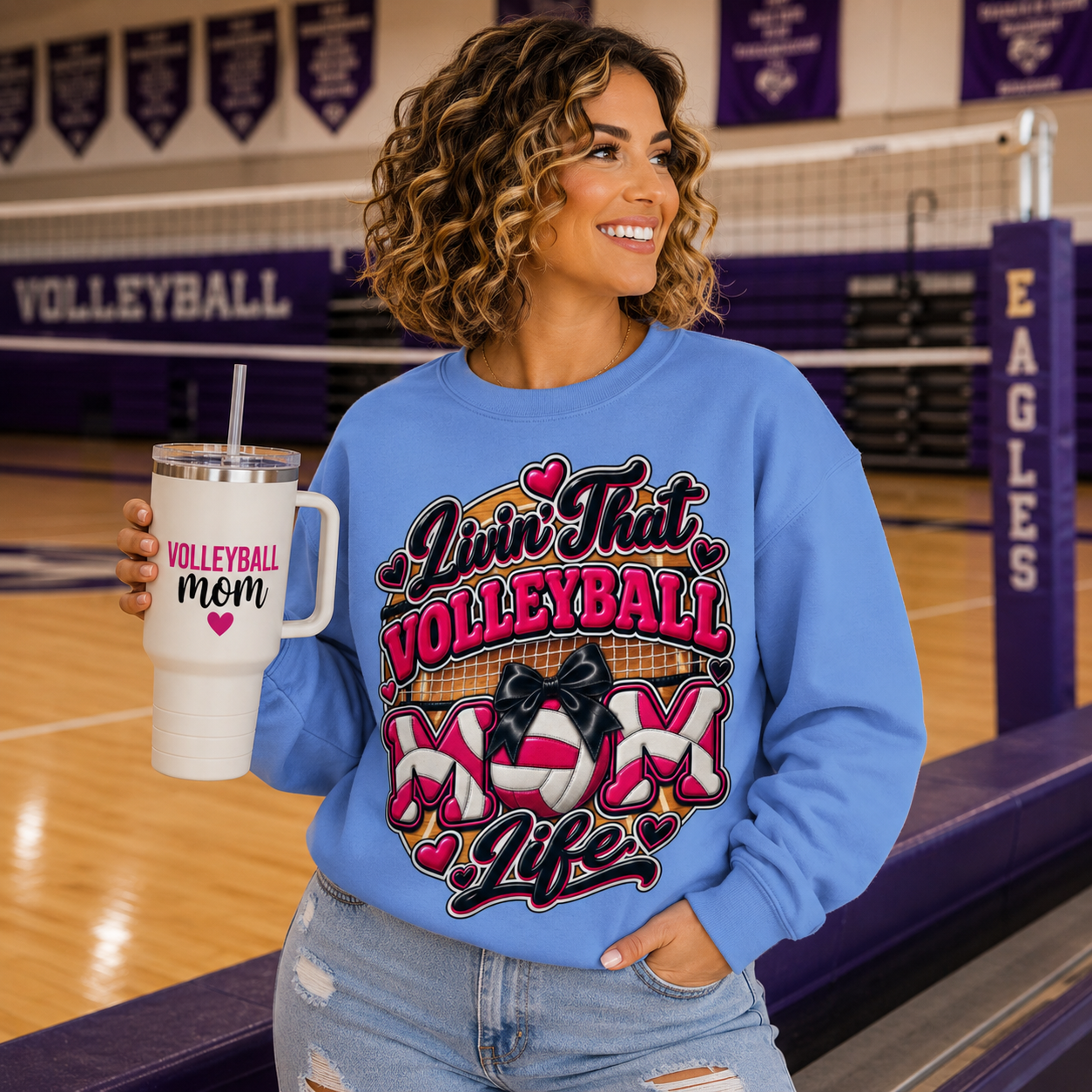 🏐 Livin’ That Volleyball Mom Life Gildan Sweatshirt 💕