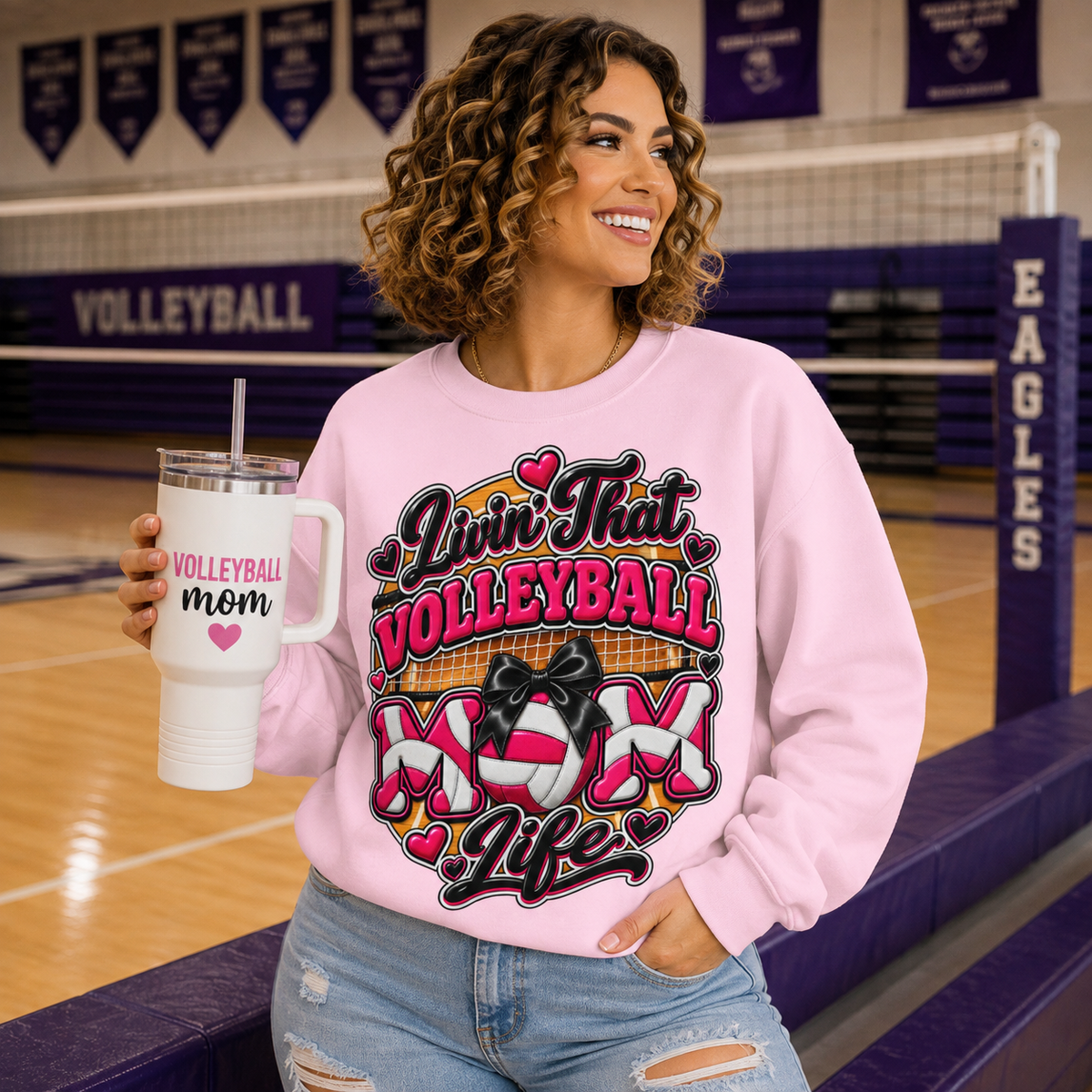 🏐 Livin’ That Volleyball Mom Life Gildan Sweatshirt 💕