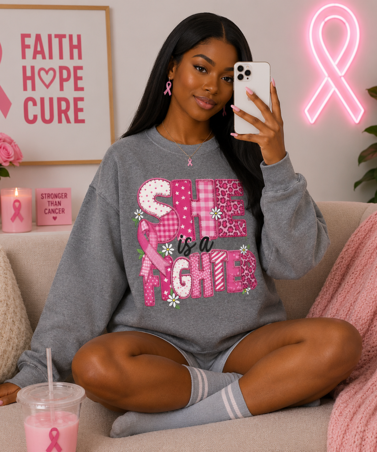 She Is A Fighter – Gildan® Heavy Blend Crewneck Sweatshirt