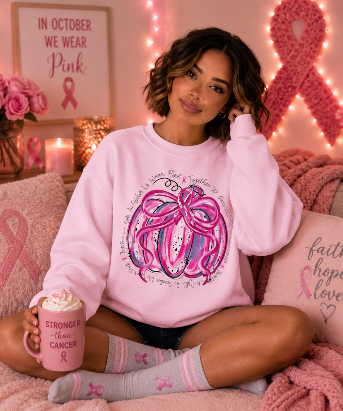 Pumpkin Breast Cancer Awareness Gildan® Sweatshirt