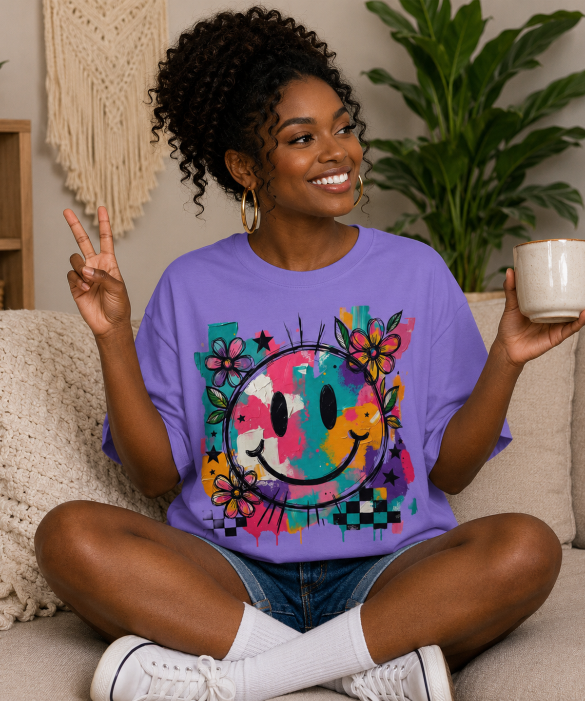 Colorful Smiley Face Comfort Colors® T-Shirt