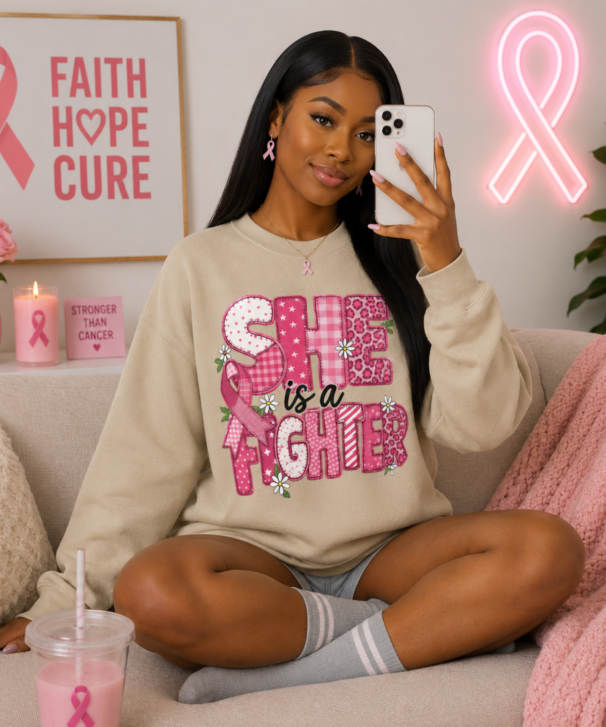 She Is A Fighter – Gildan® Heavy Blend Crewneck Sweatshirt