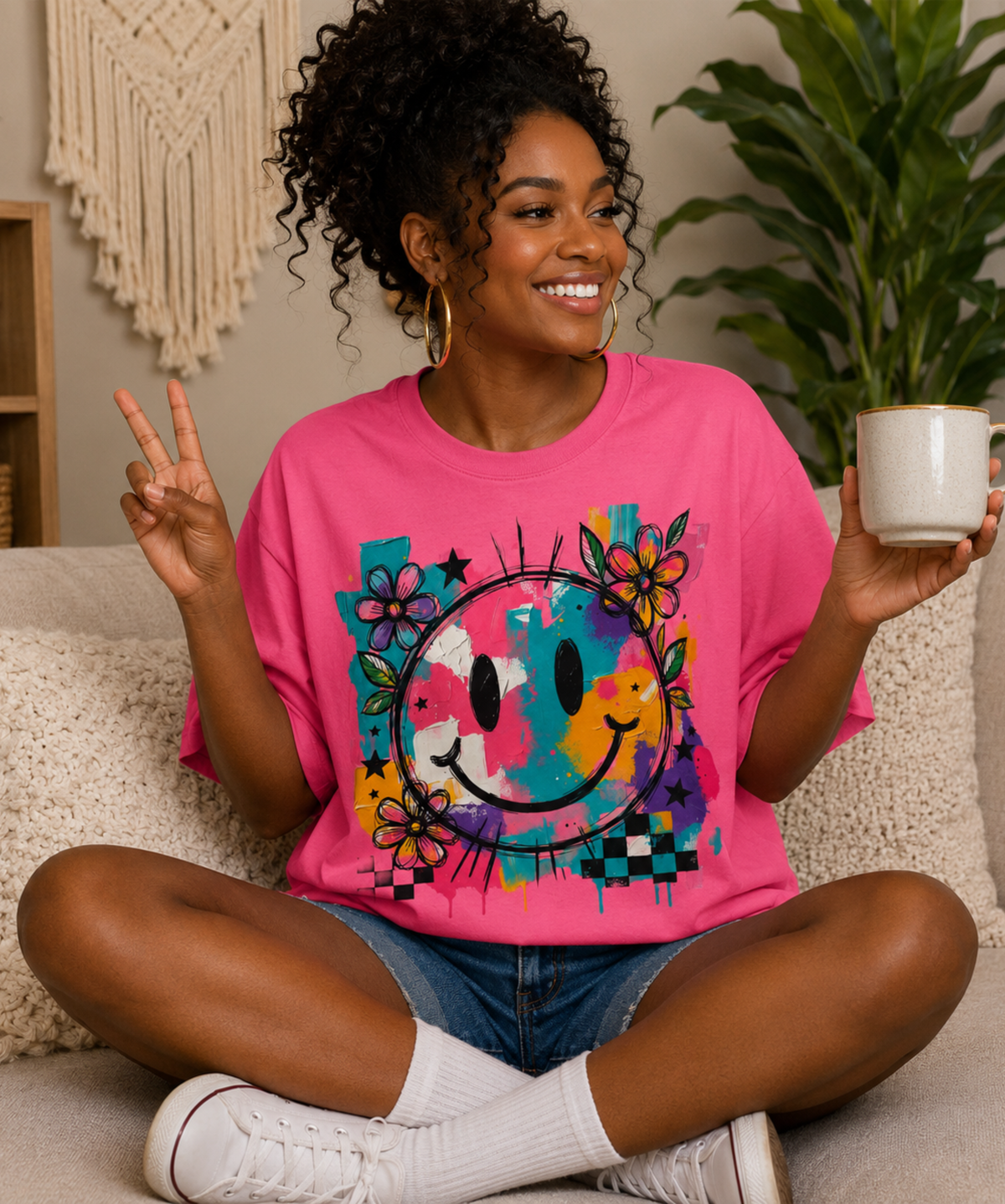 Colorful Smiley Face Comfort Colors® T-Shirt