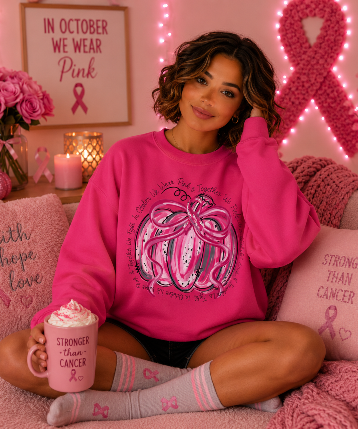 Pumpkin Breast Cancer Awareness Gildan® Sweatshirt