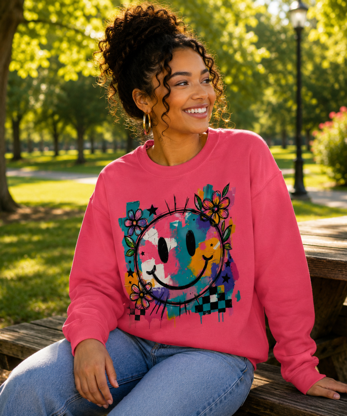 Gildan Heavy Blend™ Crewneck Sweatshirt – Smiley Graphic