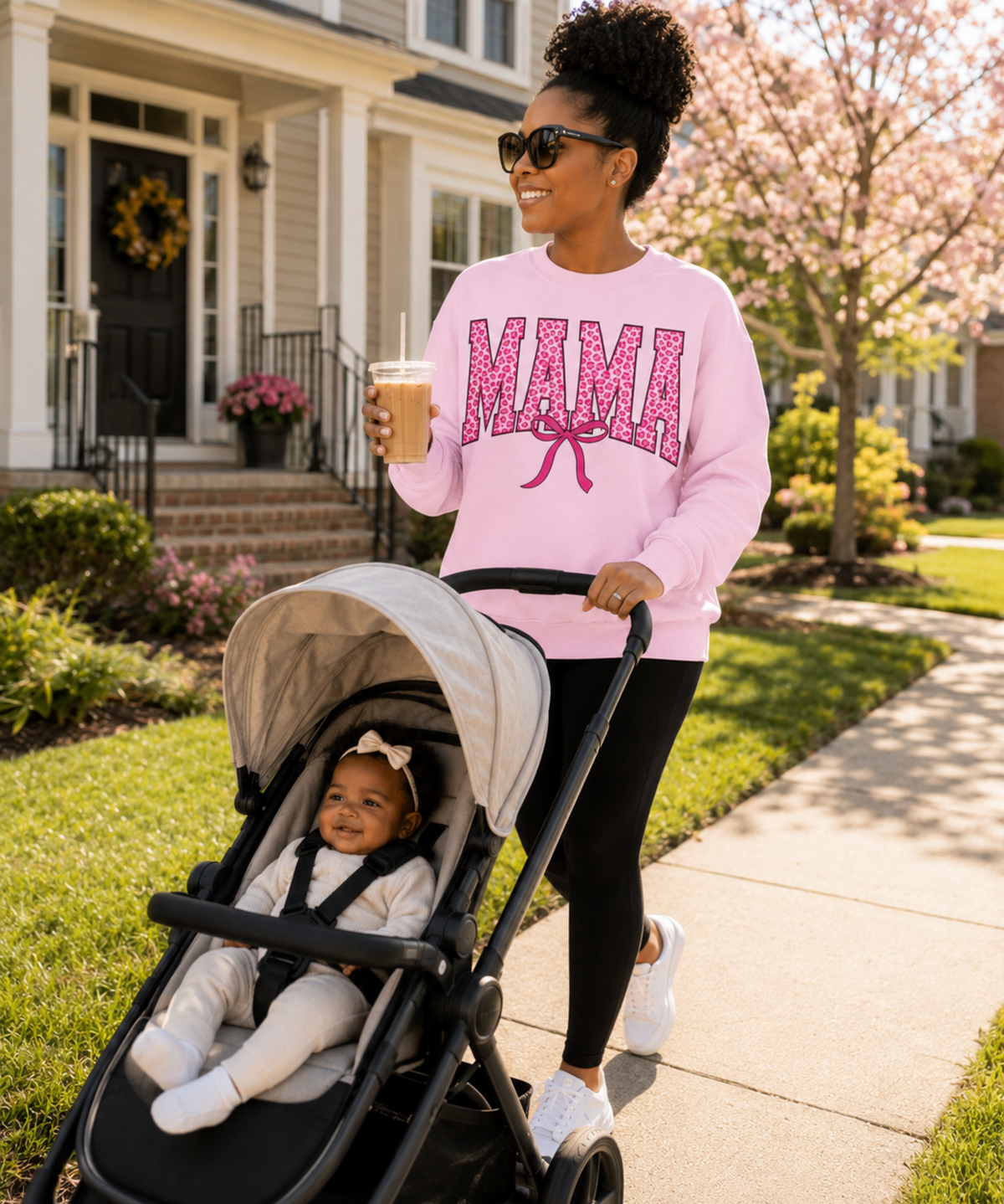 Mama Leopard Bow Gildan® Sweatshirt