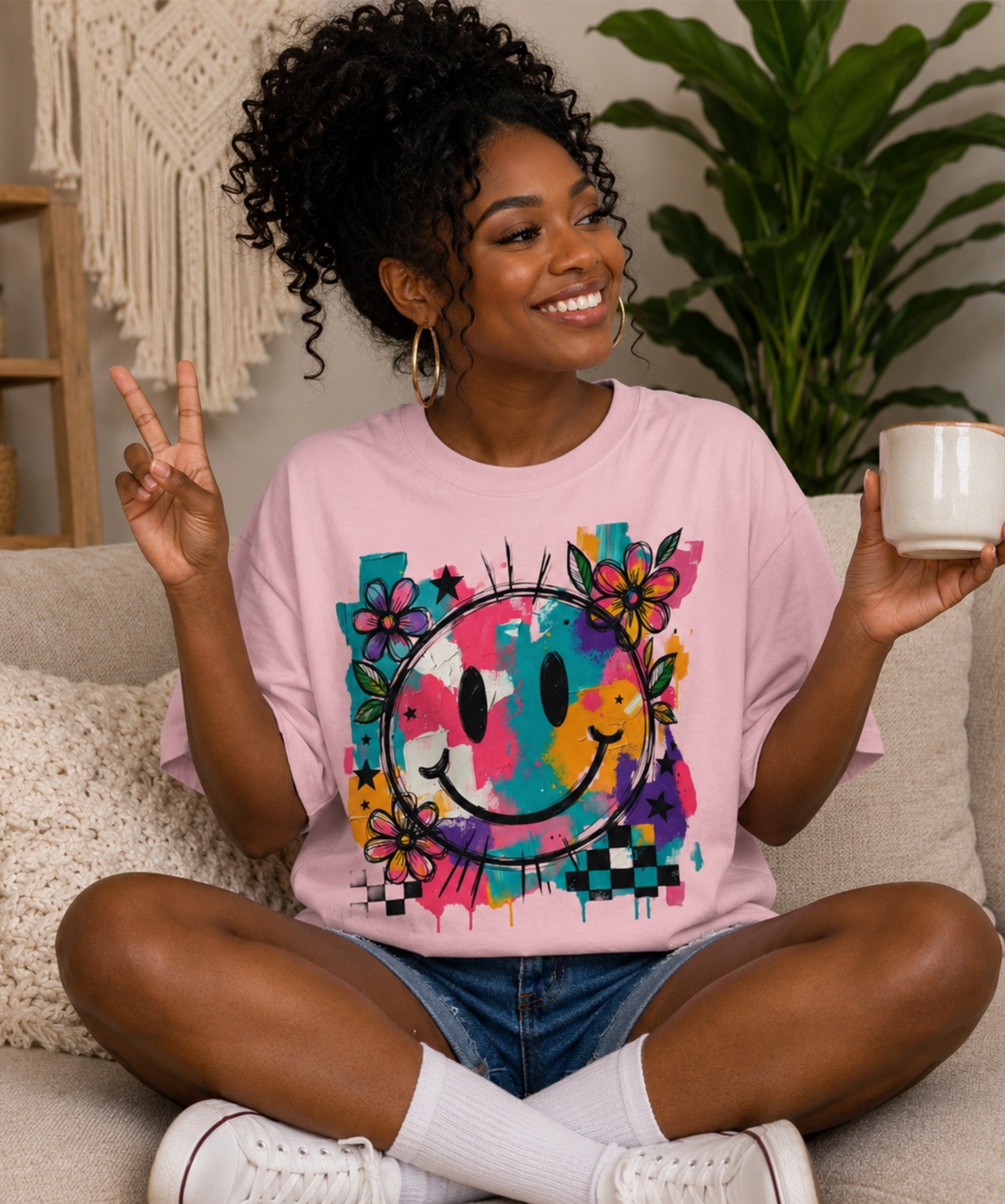 Colorful Smiley Face Comfort Colors® T-Shirt