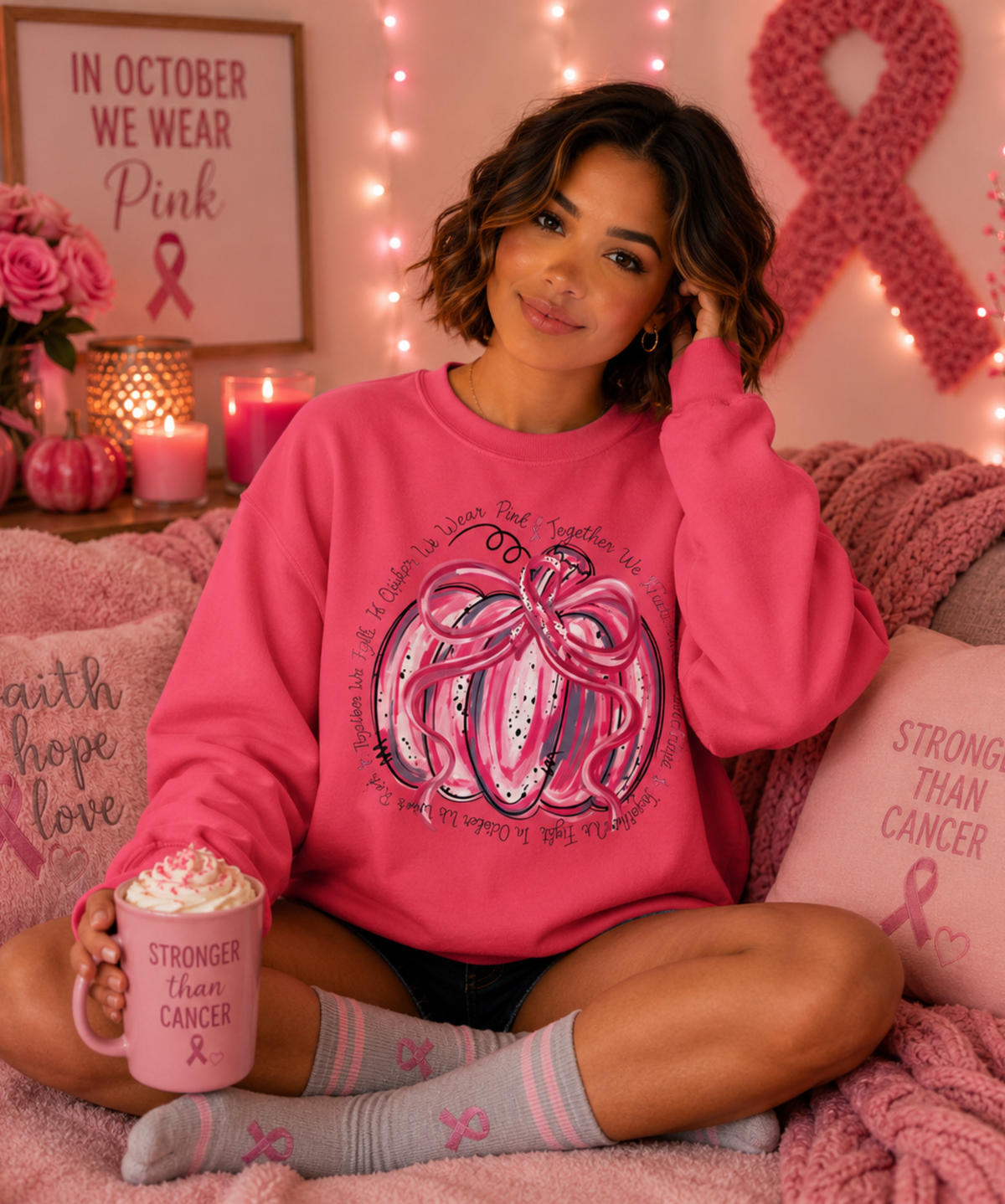 Pumpkin Breast Cancer Awareness Gildan® Sweatshirt