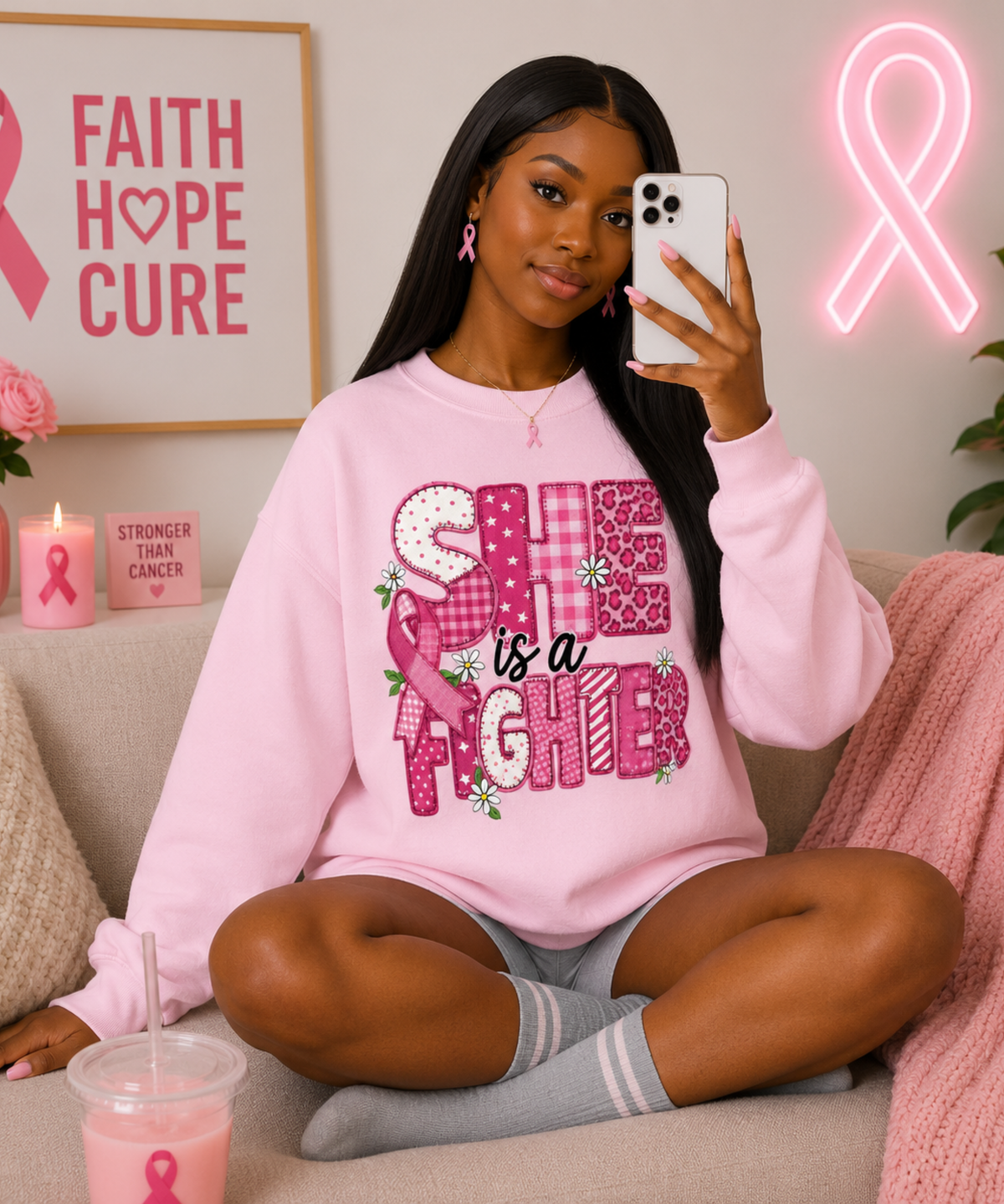 She Is A Fighter – Gildan® Heavy Blend Crewneck Sweatshirt