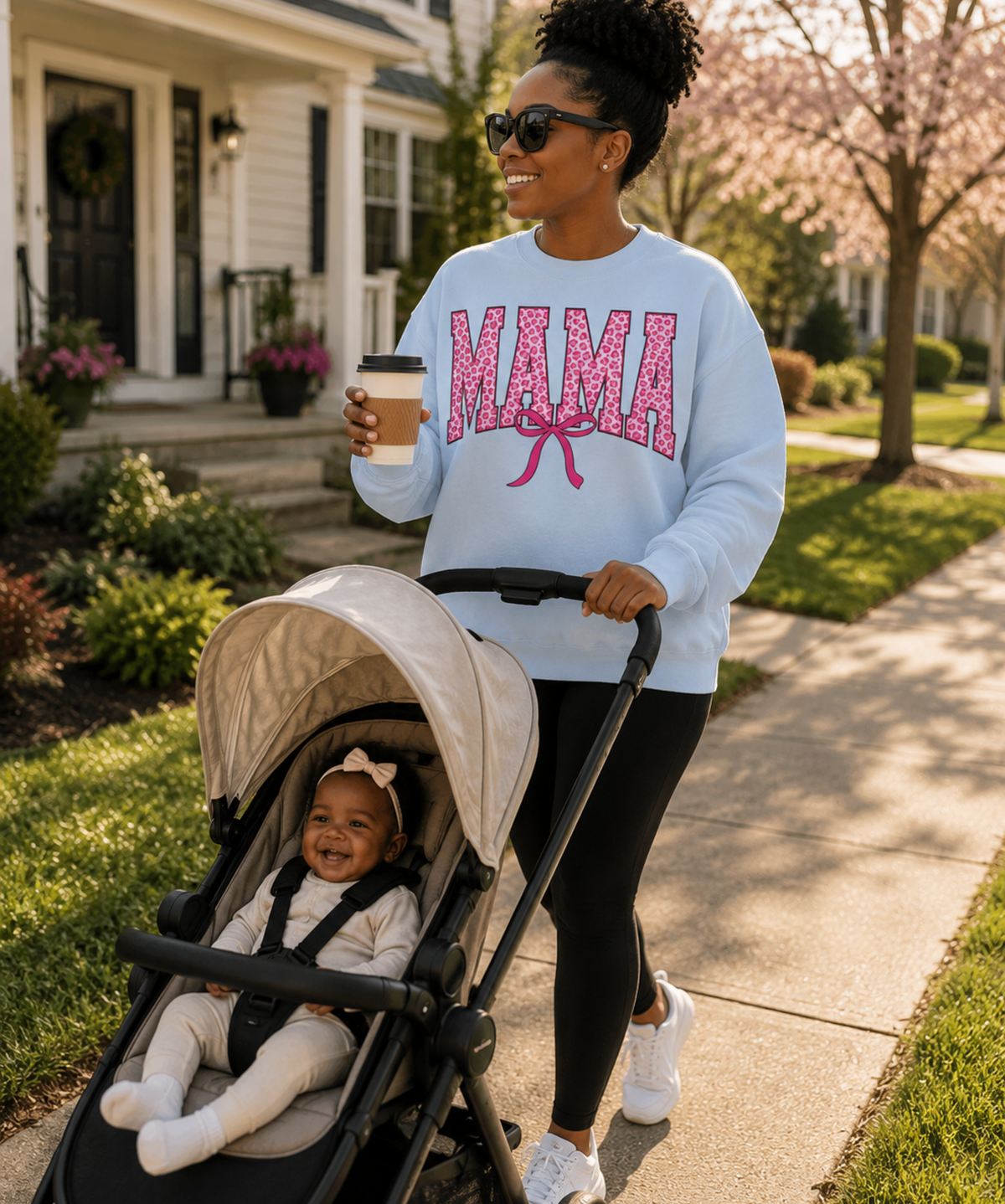 Mama Leopard Bow Gildan® Sweatshirt