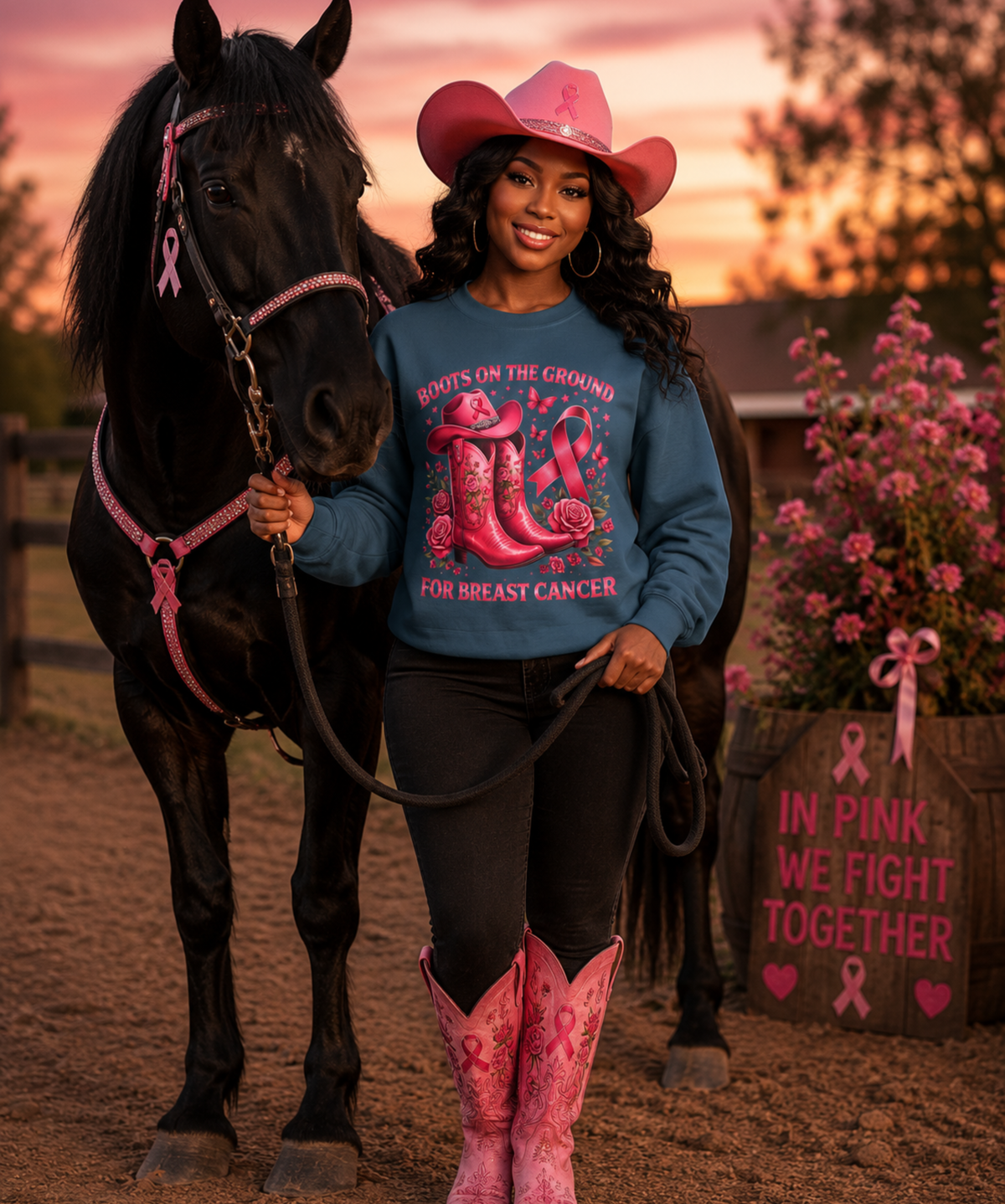 Boots on the Ground for Breast Cancer – Gildan® Heavy Blend™ Crewneck Sweatshirt