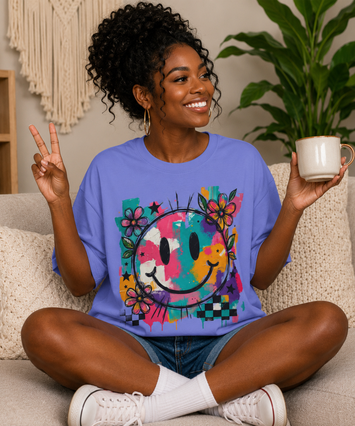 Colorful Smiley Face Comfort Colors® T-Shirt