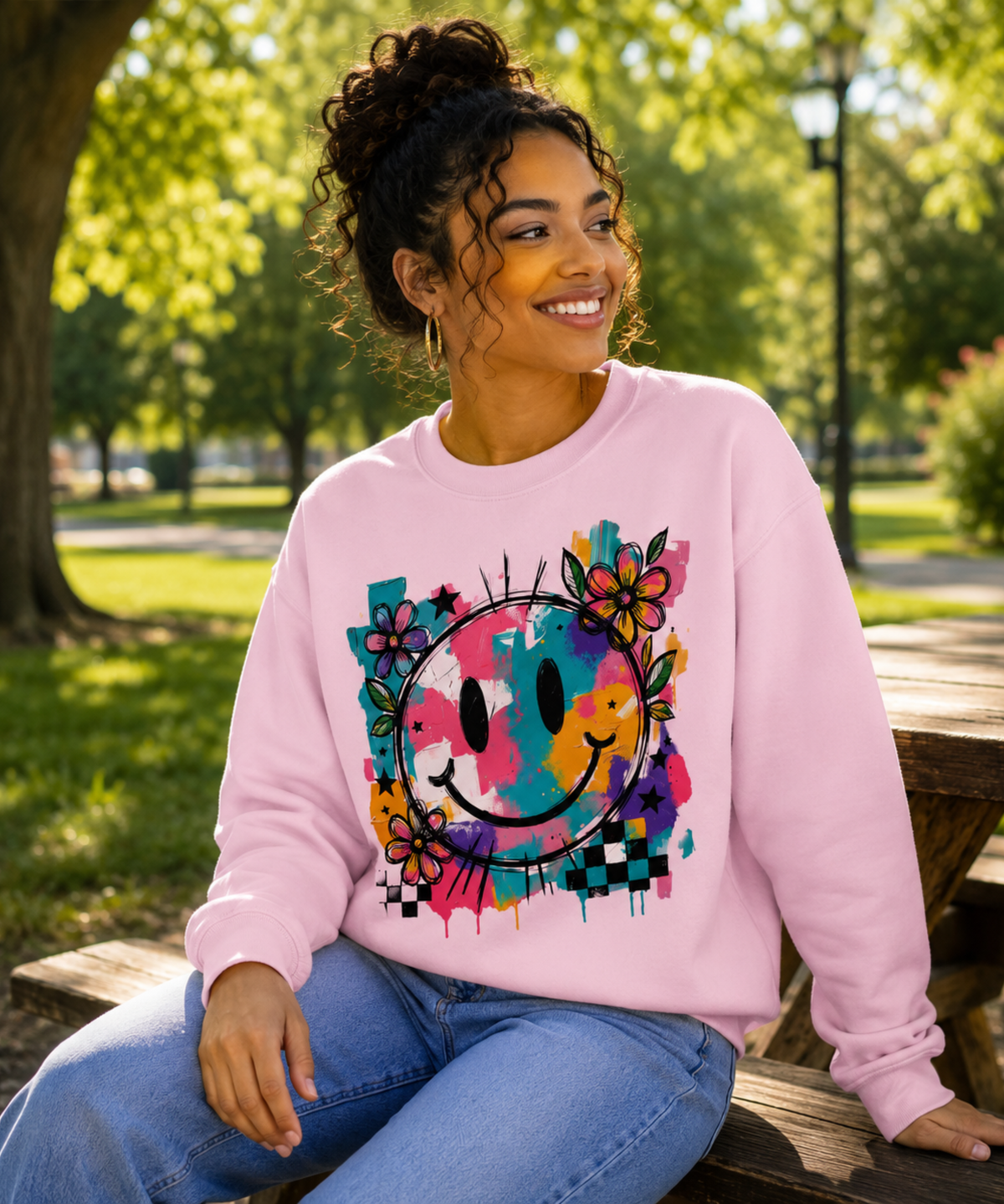 Gildan Heavy Blend™ Crewneck Sweatshirt – Smiley Graphic