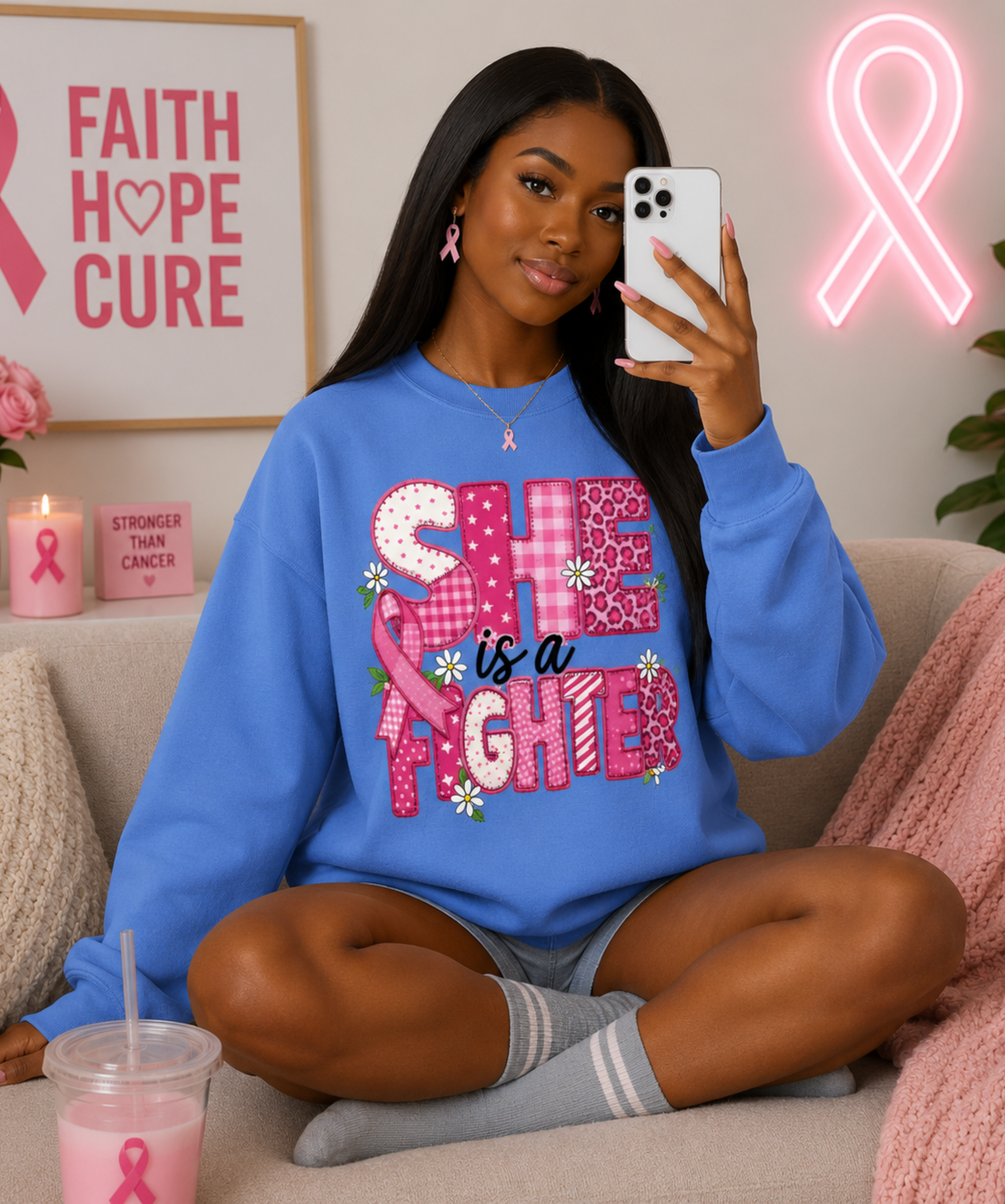 She Is A Fighter – Gildan® Heavy Blend Crewneck Sweatshirt