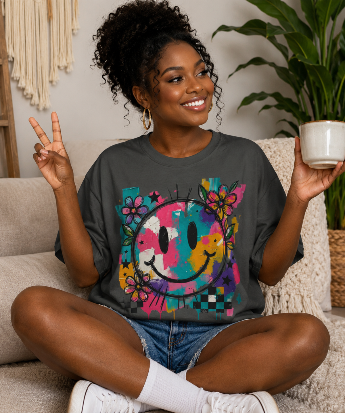 Colorful Smiley Face Comfort Colors® T-Shirt