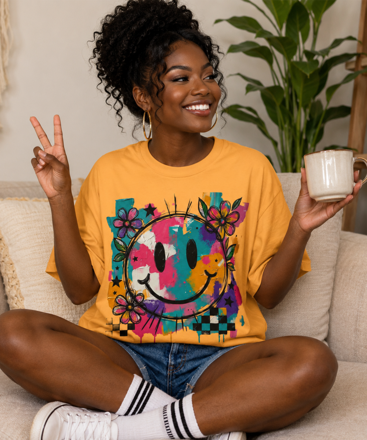 Colorful Smiley Face Comfort Colors® T-Shirt
