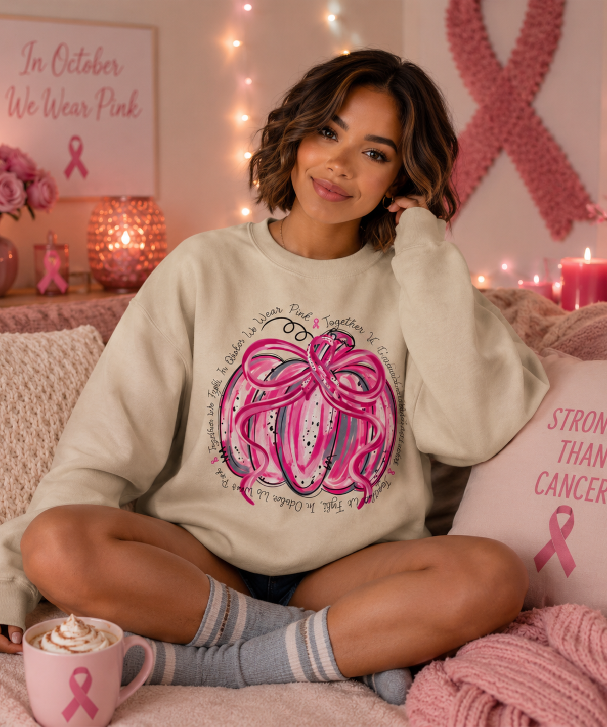 Pumpkin Breast Cancer Awareness Gildan® Sweatshirt