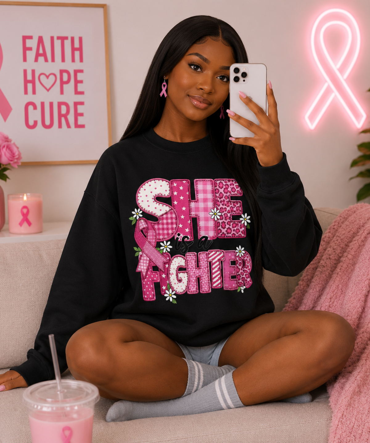 She Is A Fighter – Gildan® Heavy Blend Crewneck Sweatshirt